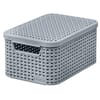 Cesta de almacenamiento con tapa Rattan Style Light Grey S 28,5 x 19,4 x 13 cm CURVER