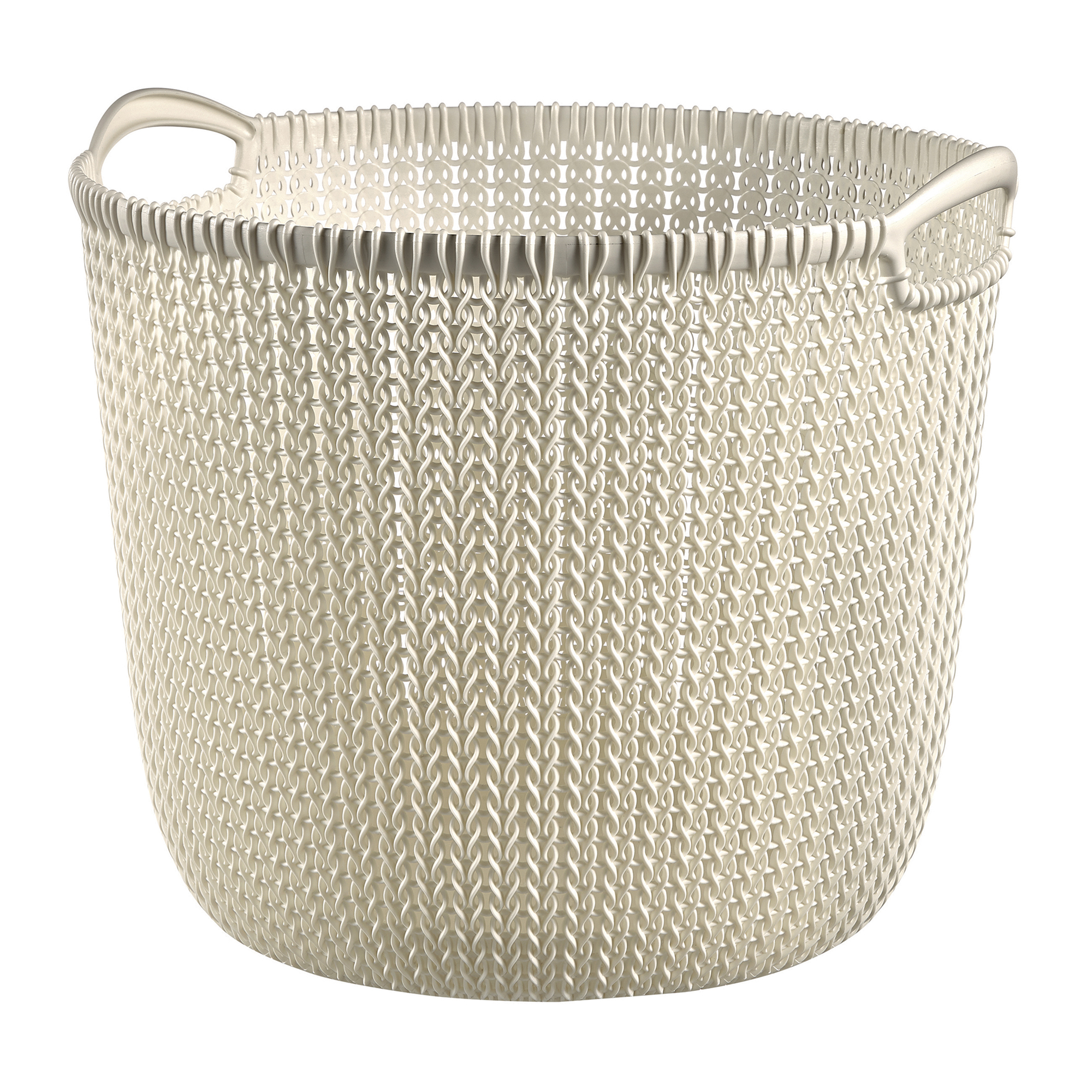 Krémový kulatý plastový košík Knit L 40 x 39 cm CURVER