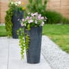 Antracitový plastový květináč s vložkou Tubus Slim Beton Effect 57 cm PROSPERPLAST