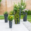 Antracitový plastový květináč s vložkou Tubus Slim Beton Effect 29 cm PROSPERPLAST