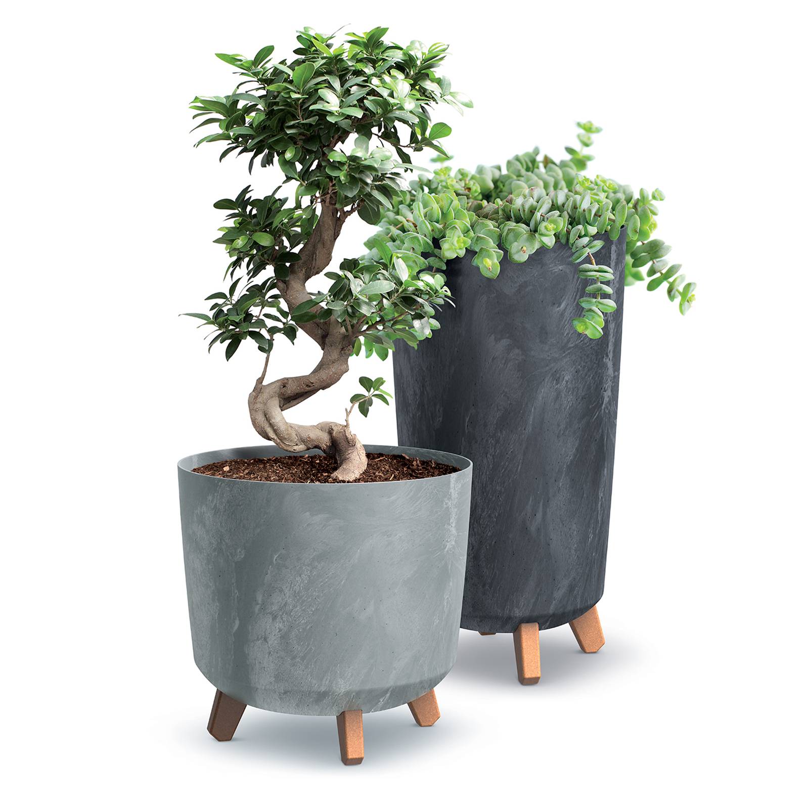 Plastový zahradní květináč Gracia Tubus Beton Effect Gray 30 cm PROSPERPLAST