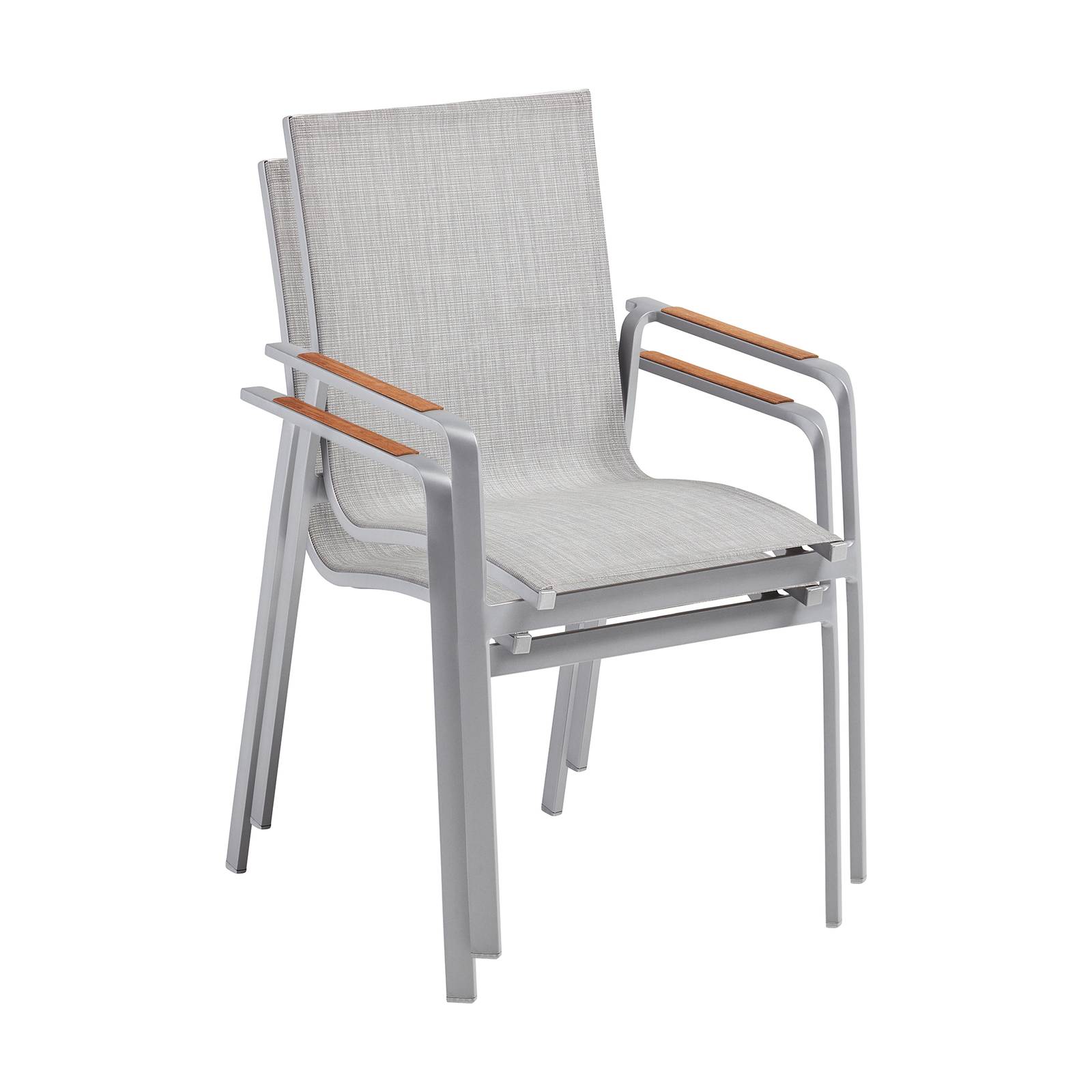 Krzesło ogrodowe z tekowymi podłokietnikami Diamond srebrne KETTLER 0103902-0500