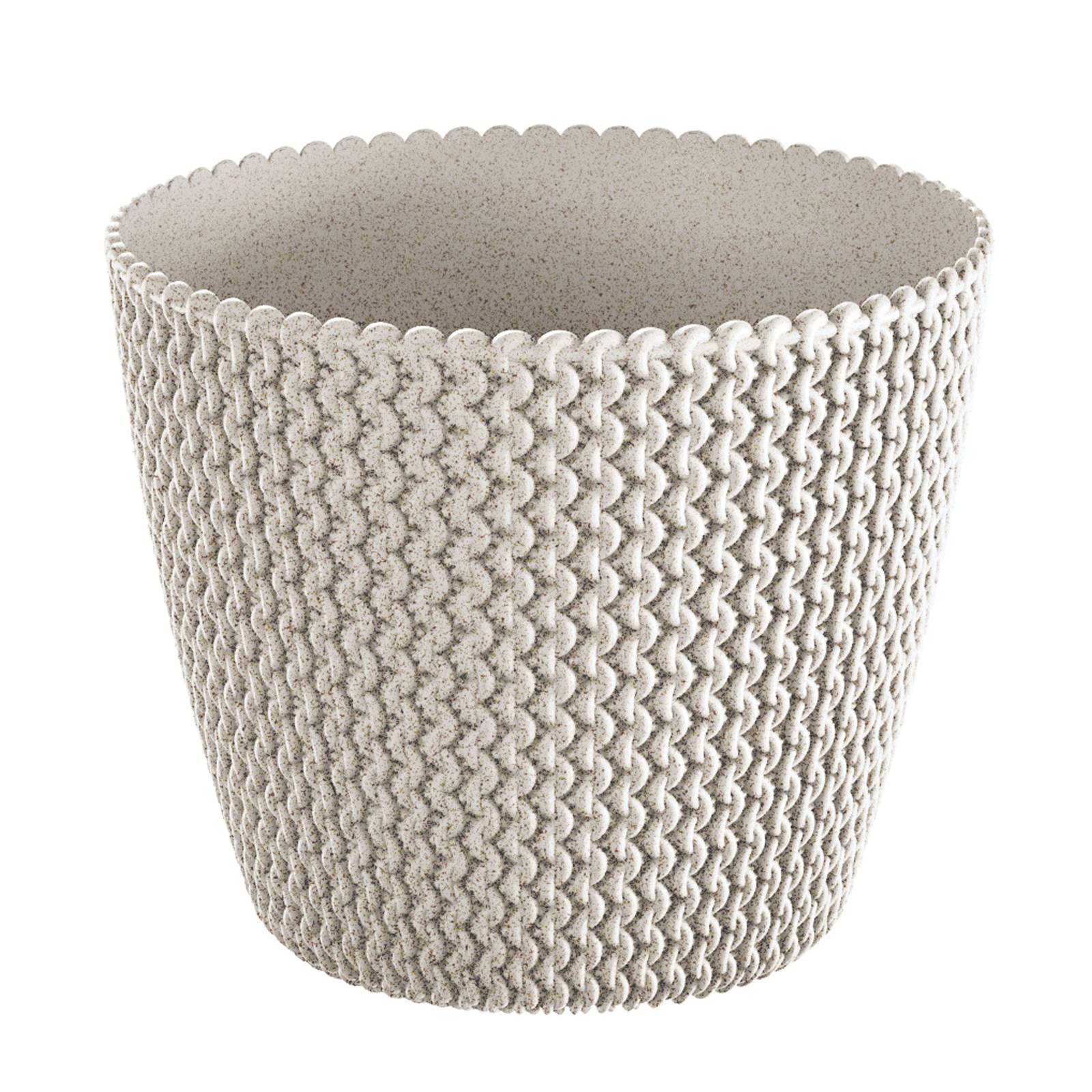 Bílý plastový ozdobný obal na květináč Splofy Eco Wood 25,9 cm PROSPERPLAST