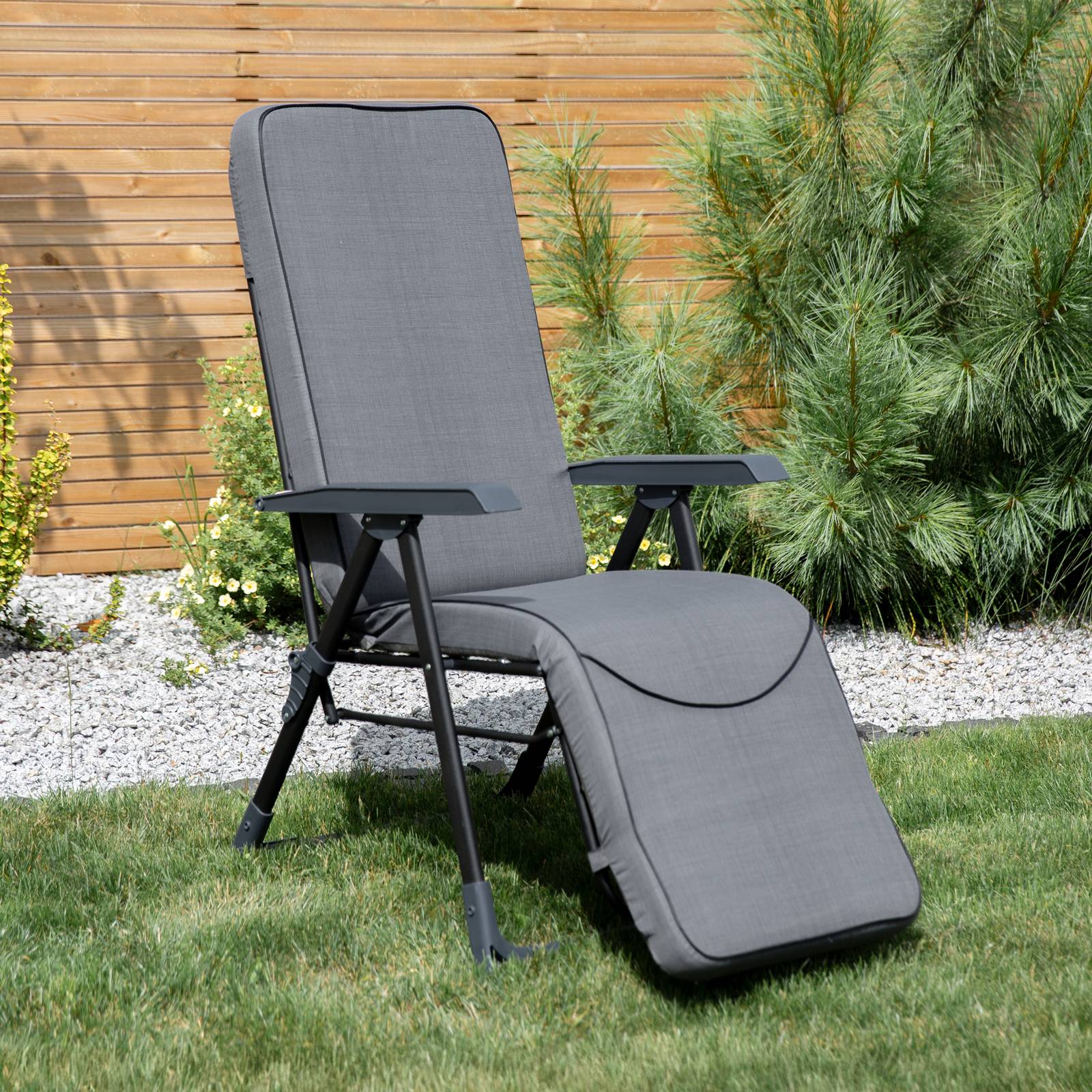Polohovacie záhradné kreslo s podnožkou Modena Plus Square Black Edition H024-07PB PATIO