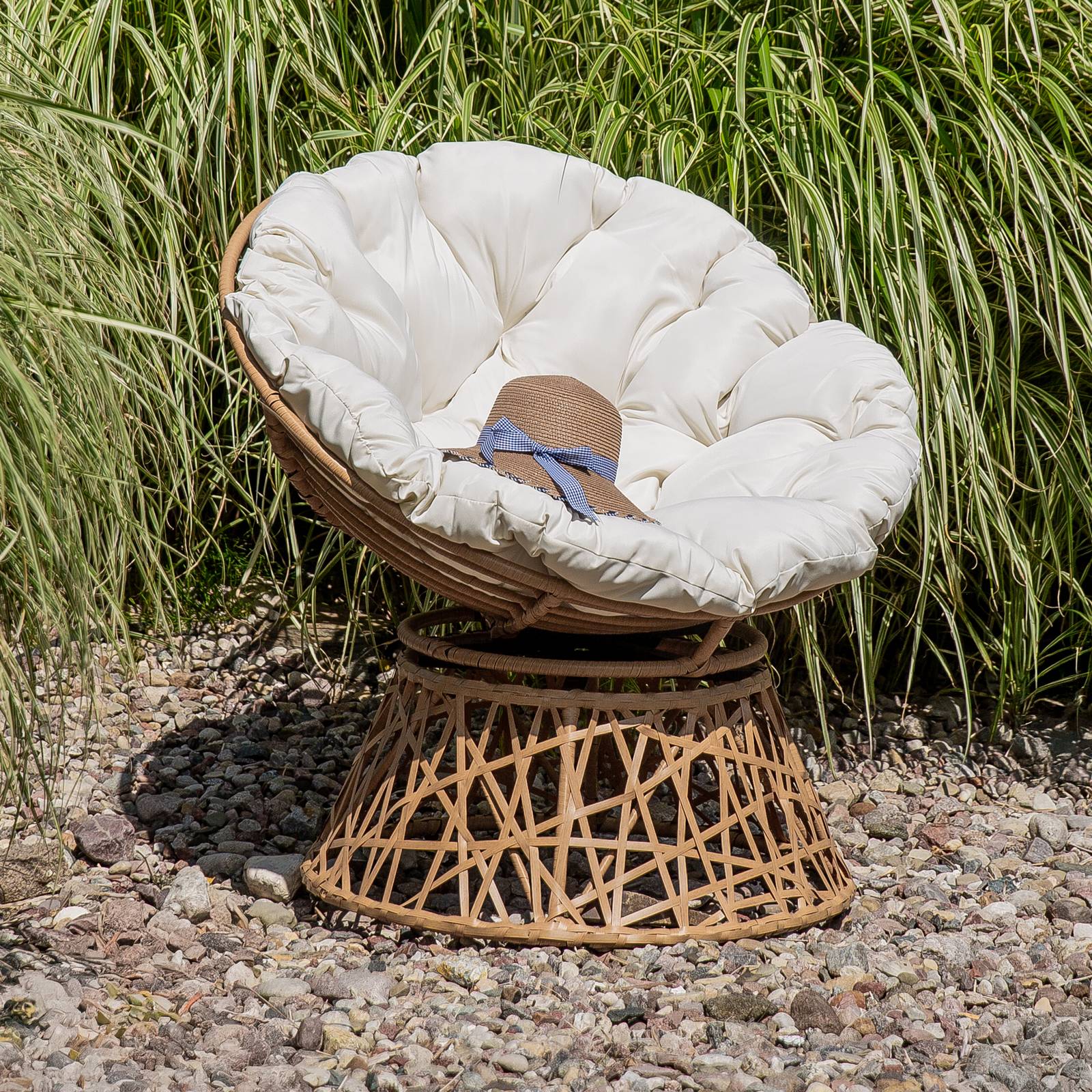 Otočné zahradní křeslo z technorattanu Charles Beige PATIO