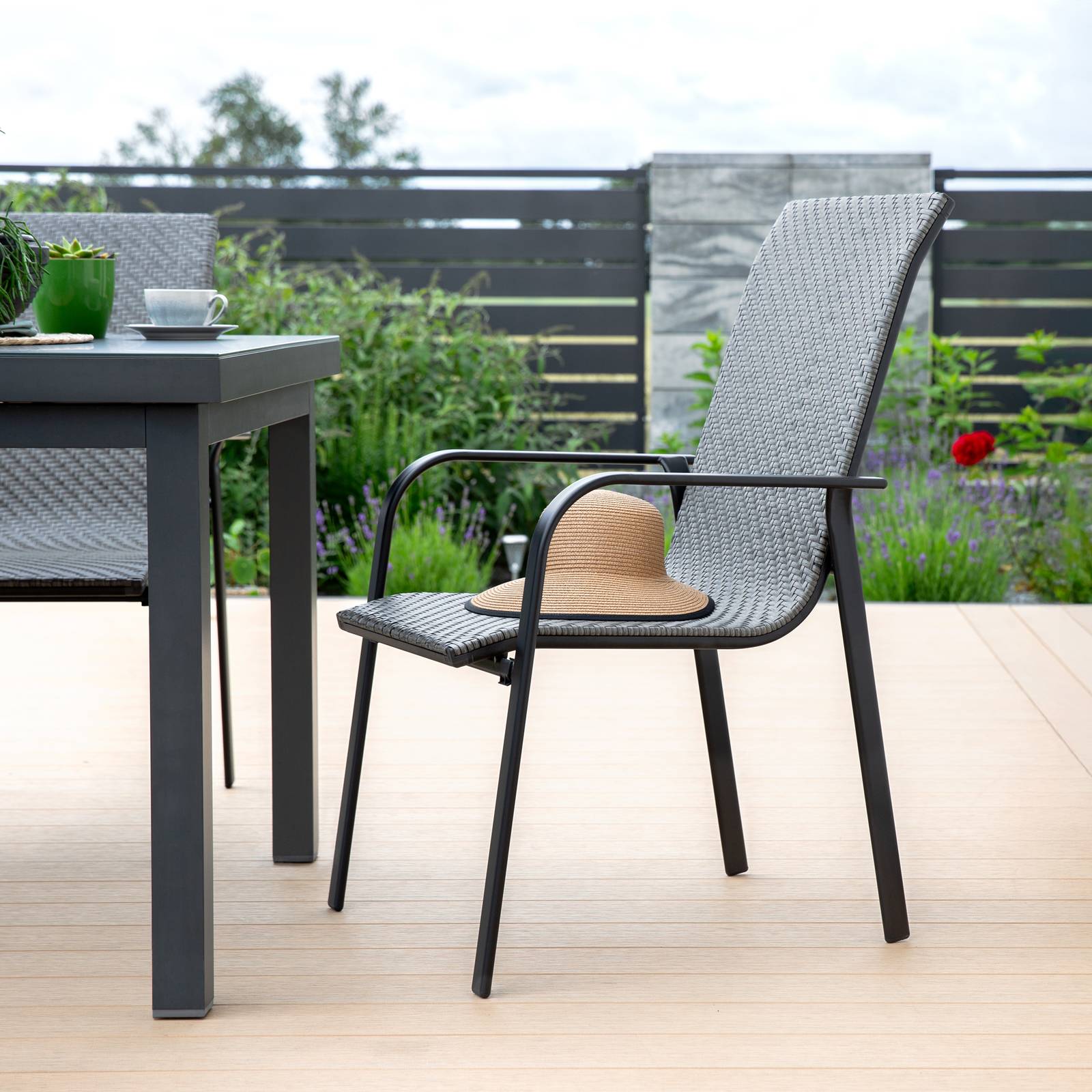 Gartenstuhl aus Polyrattan Columbus Grau PATIO