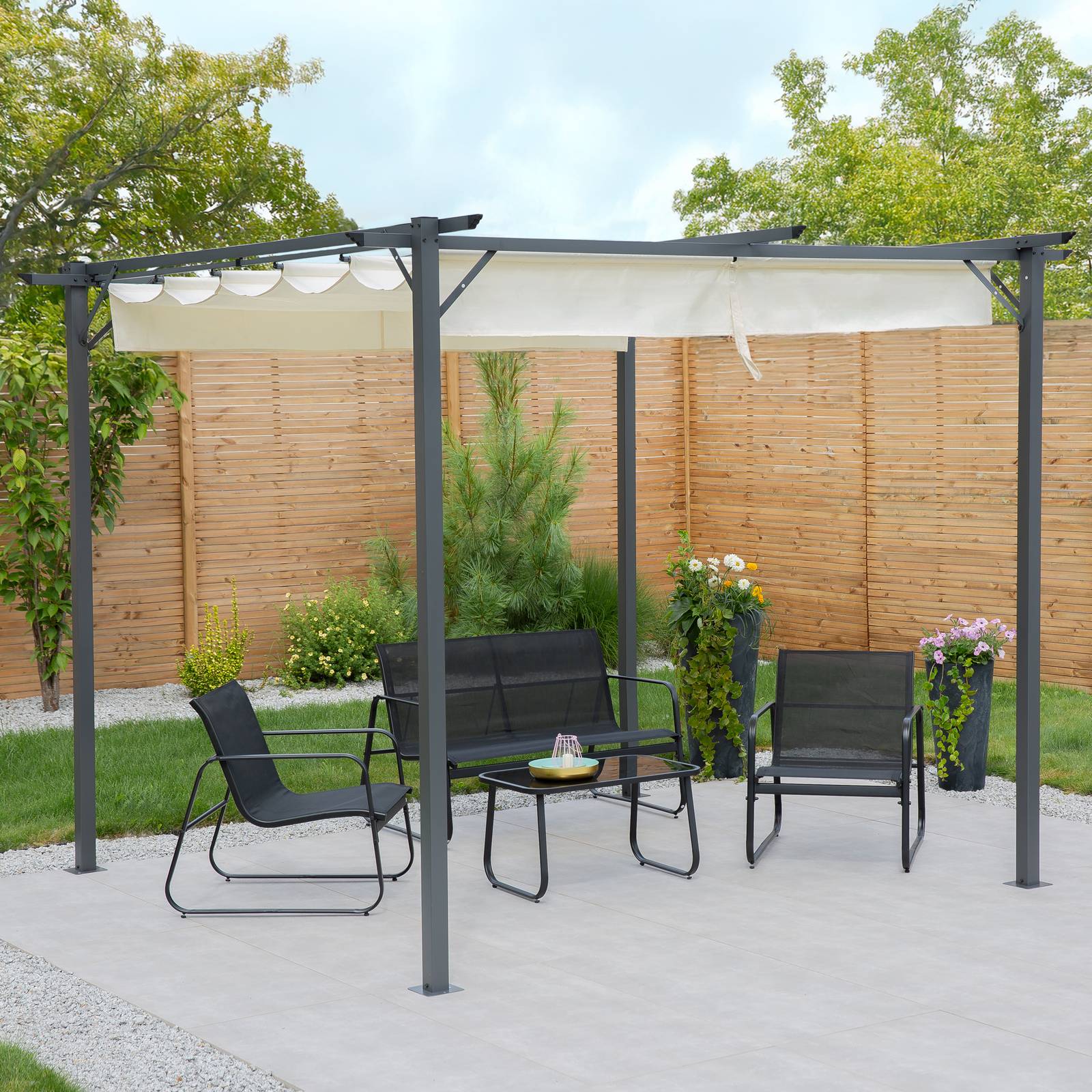 Pergolato da giardino/terrazza Vigo 2,9 x 2,9 m ecru PATIO