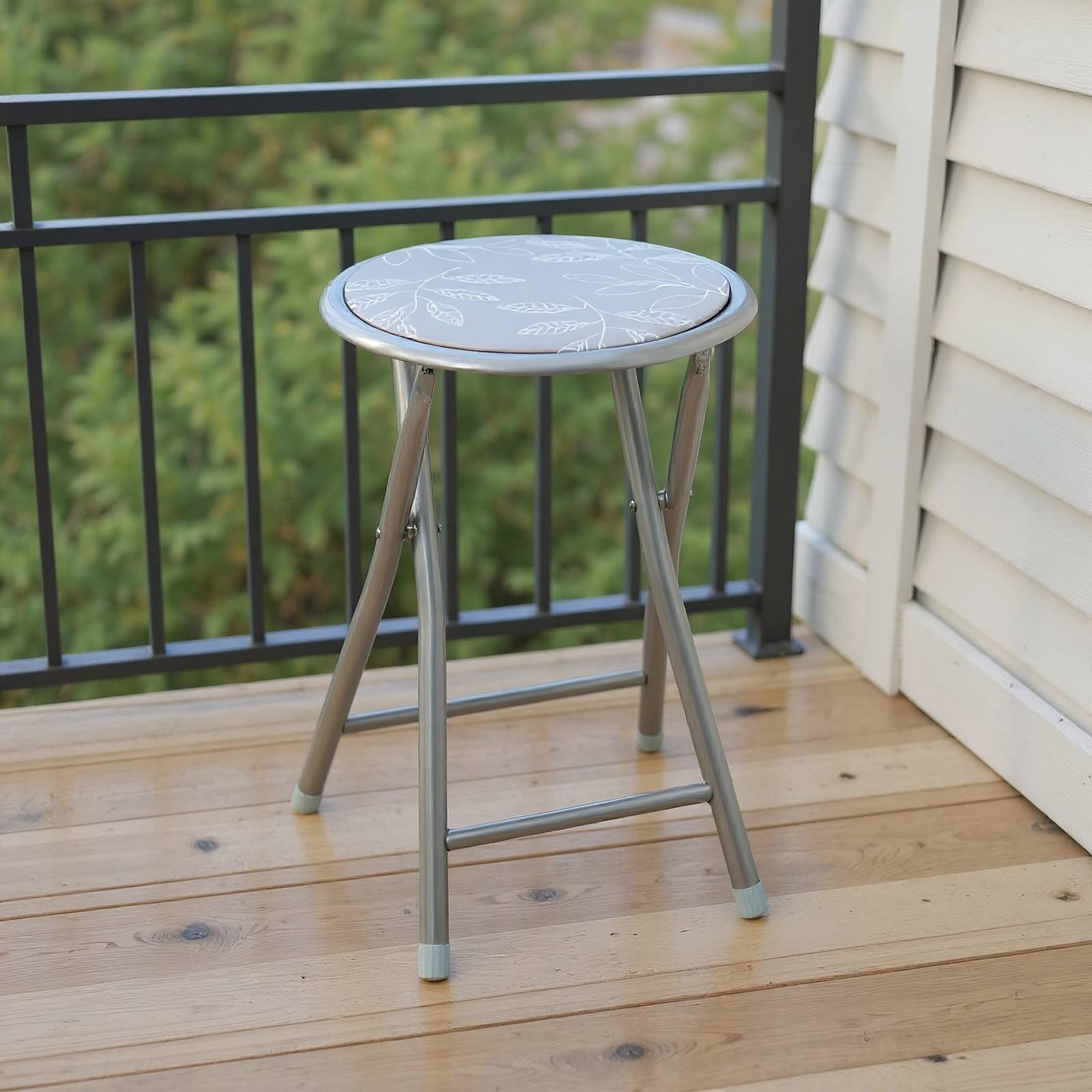 Hopfällbar metallpall Flower Grey 30 cm PATIO  