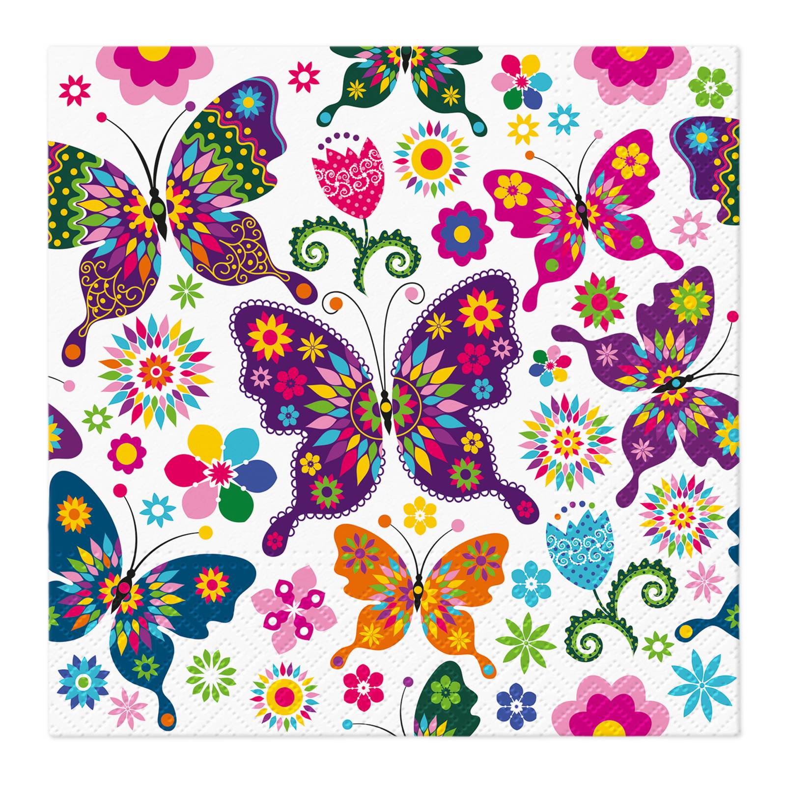 Pappersservetter Colorful Butterflies 33 x 33 cm 20 st PAW