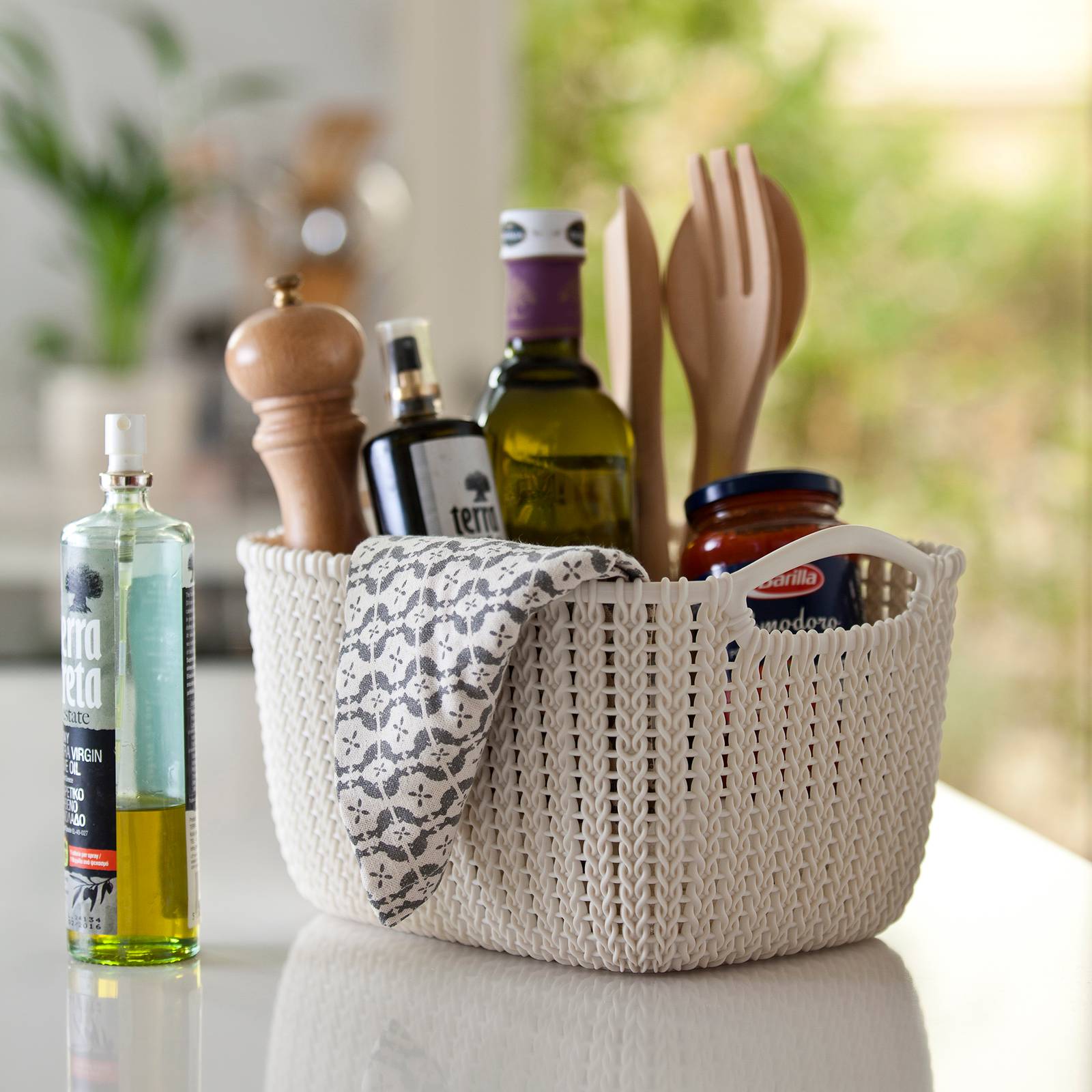 Koszyk prostokątny Knit S kremowy30 x 22 cm CURVER