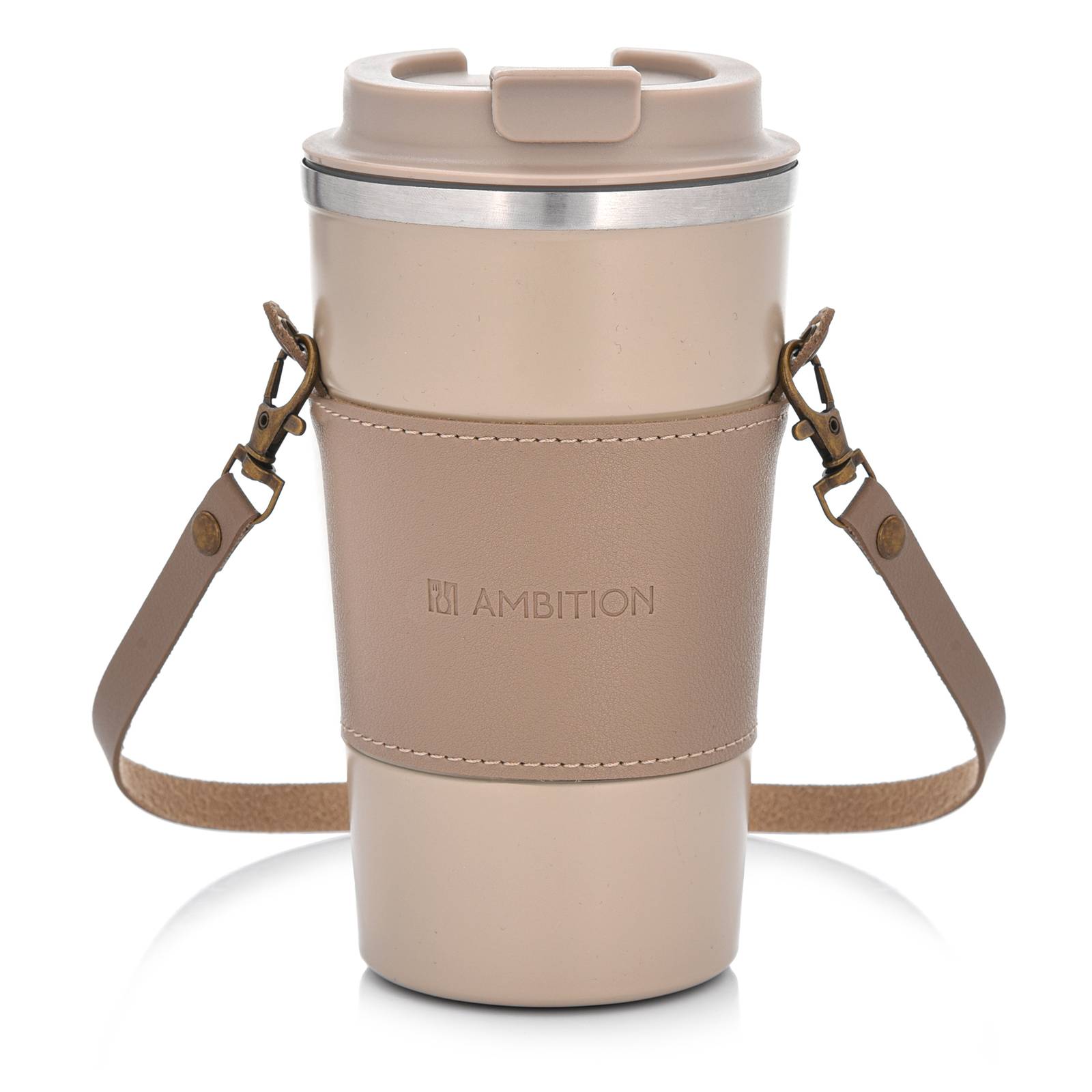Béžový termohrnček s opaskom Camel 500 ml AMBITION