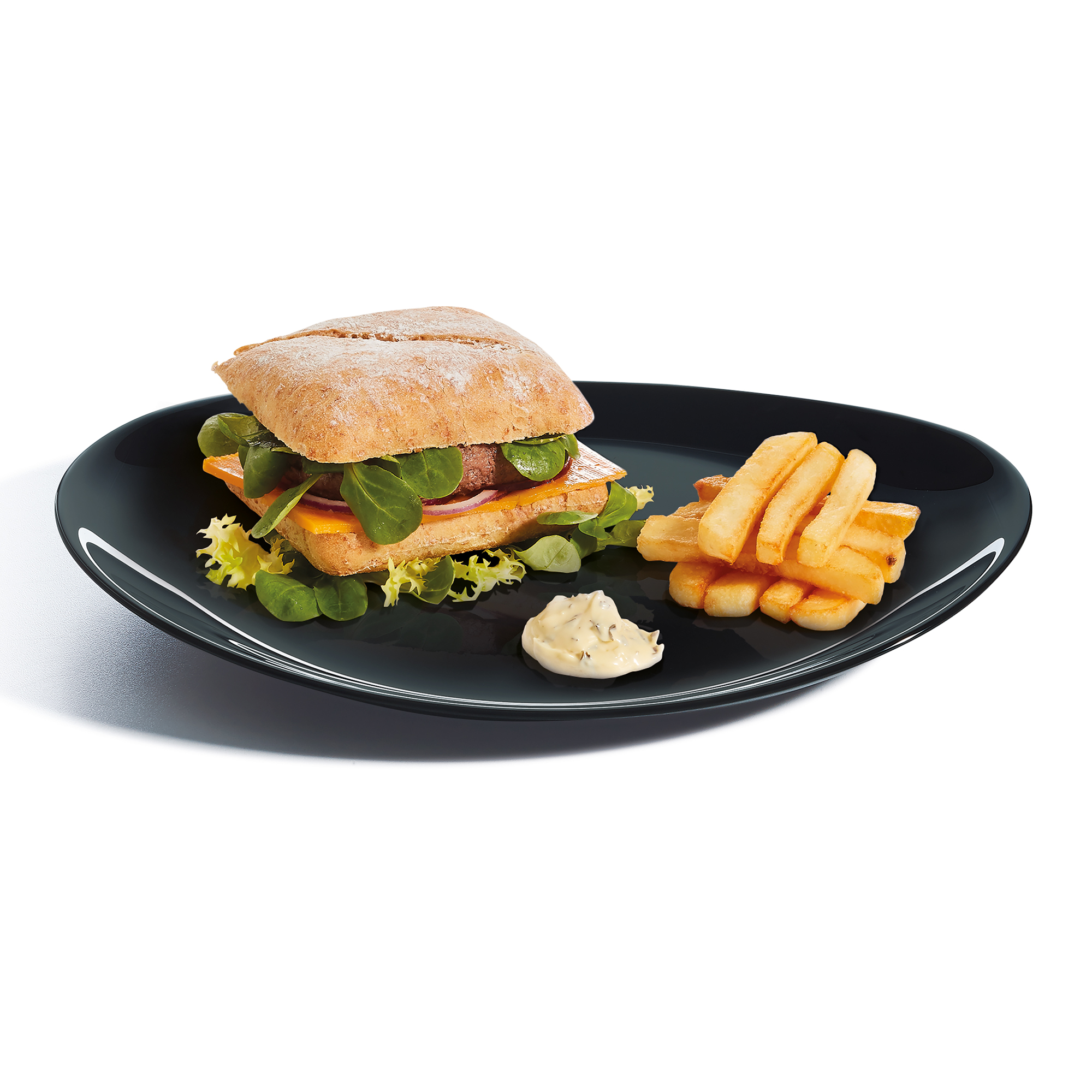 Mělký talíř Steak Friends Time Black 30 x 26 cm LUMINARC