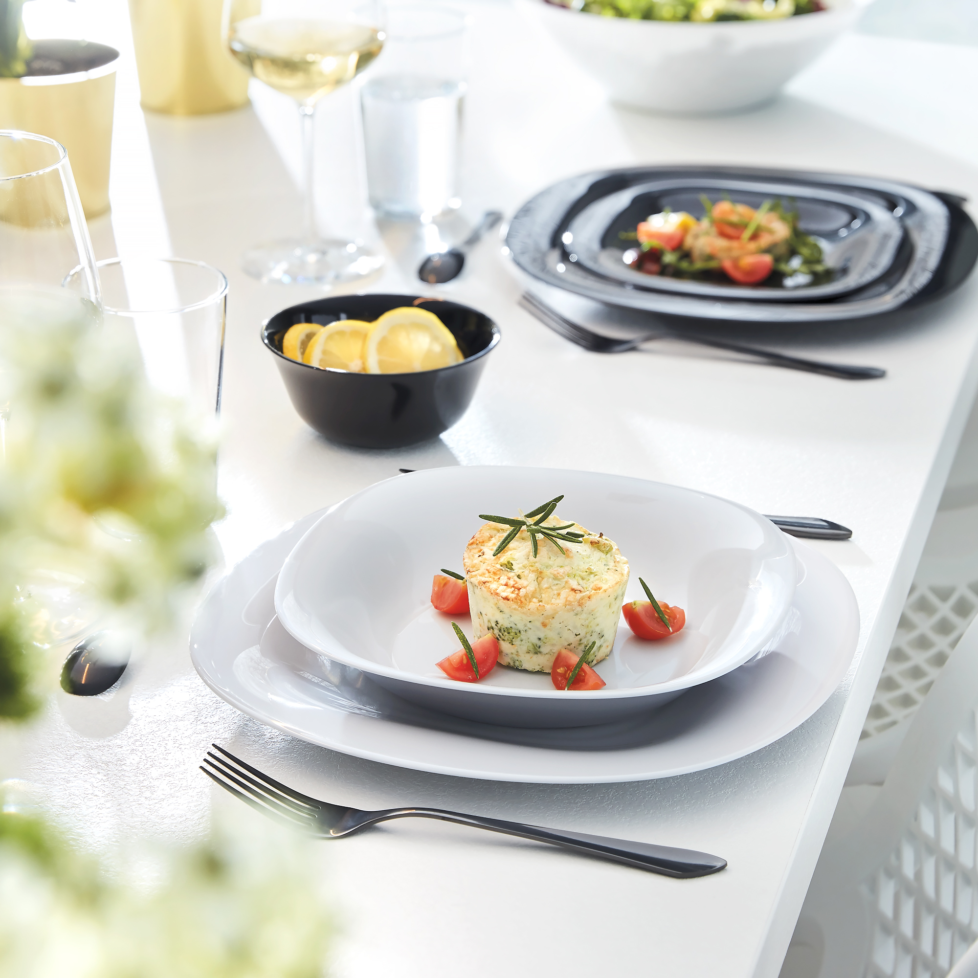 Jídelní servis Carine Granite & White 18-dílů LUMINARC