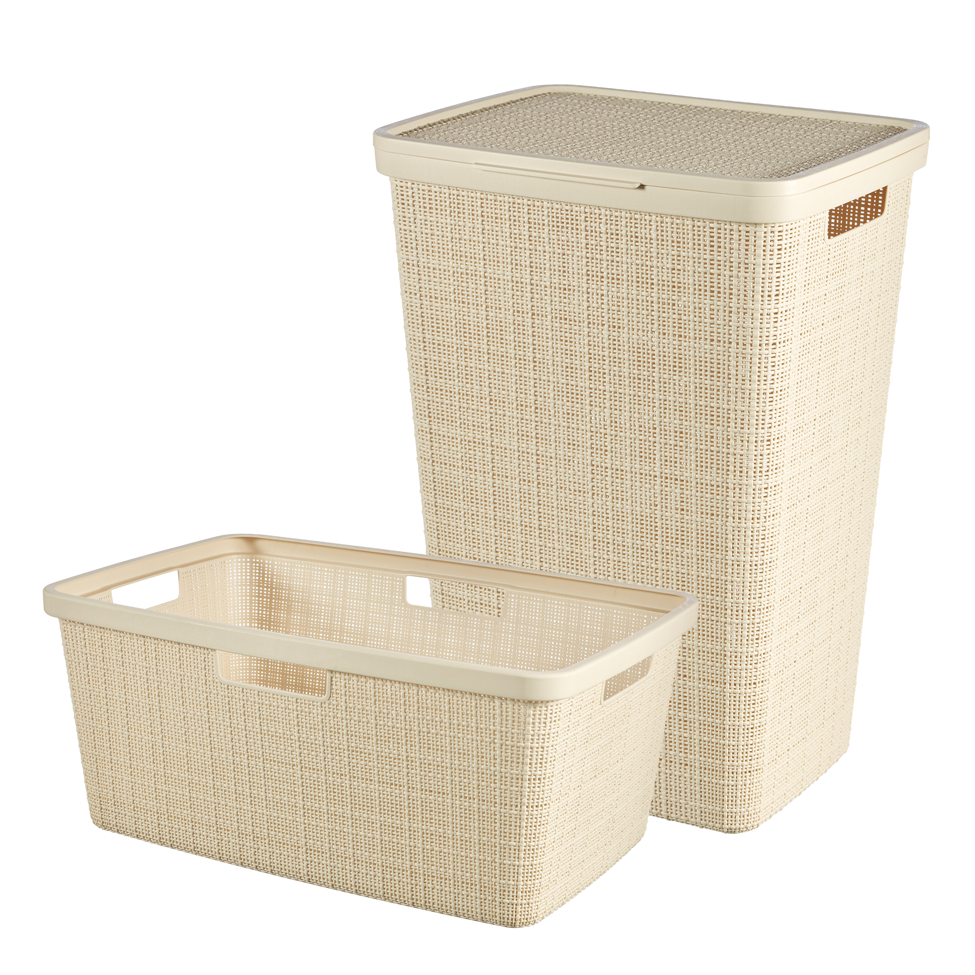 Cesto portabiancheria Jute crema 46 l CURVER