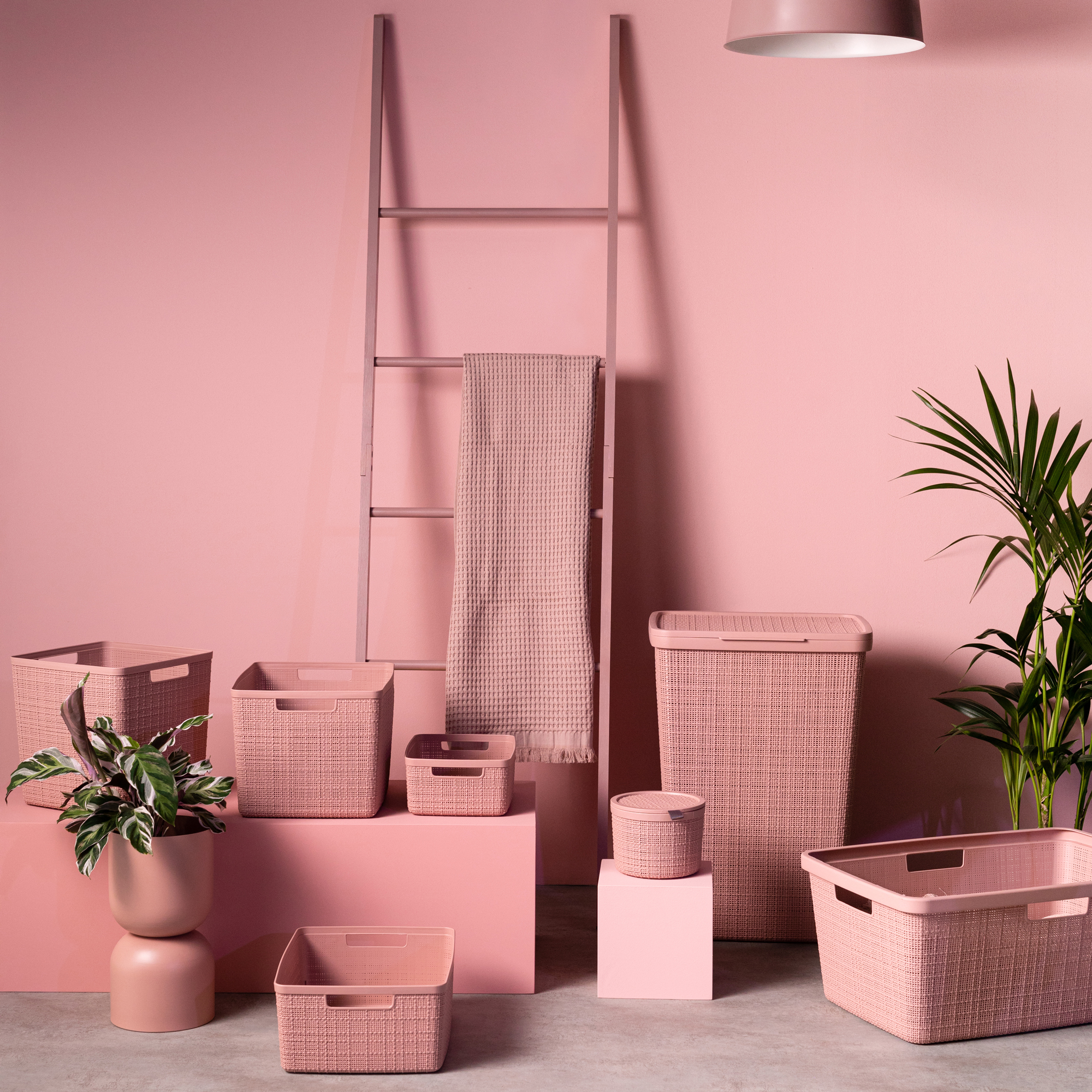 Obdélníkový košík Jute Pink 36 x 28 x 15 cm CURVER