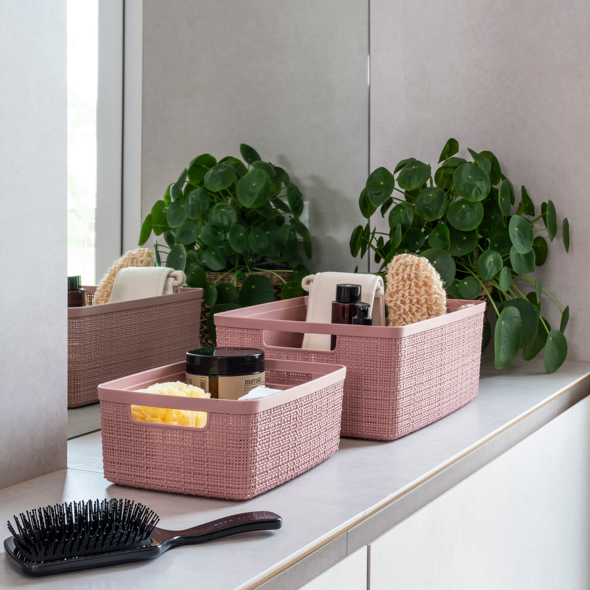 Obdélníkový košík Jute Pink 20 x 27 x 11 cm CURVER