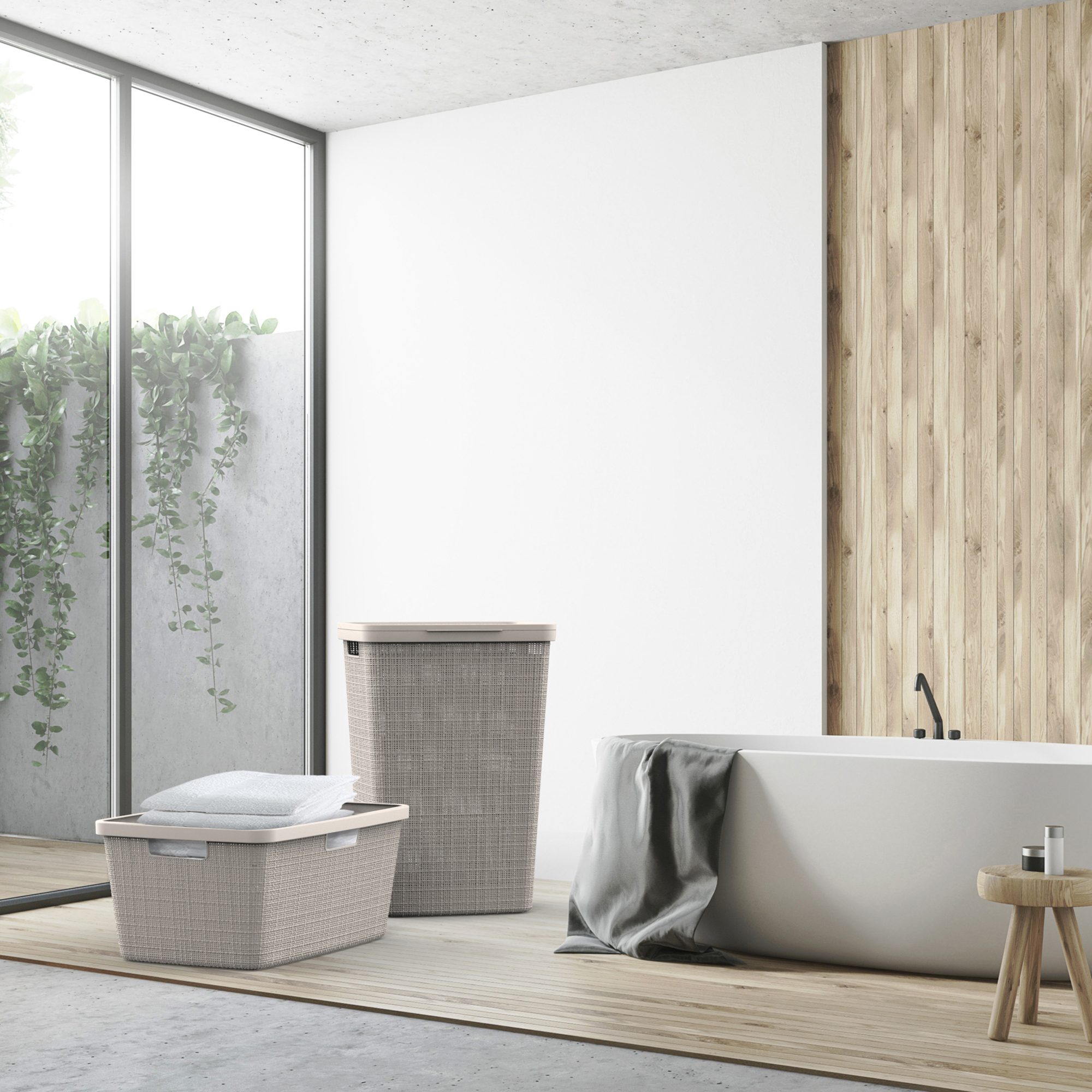 Cesta portabiancheria Jute crema 58 l CURVER