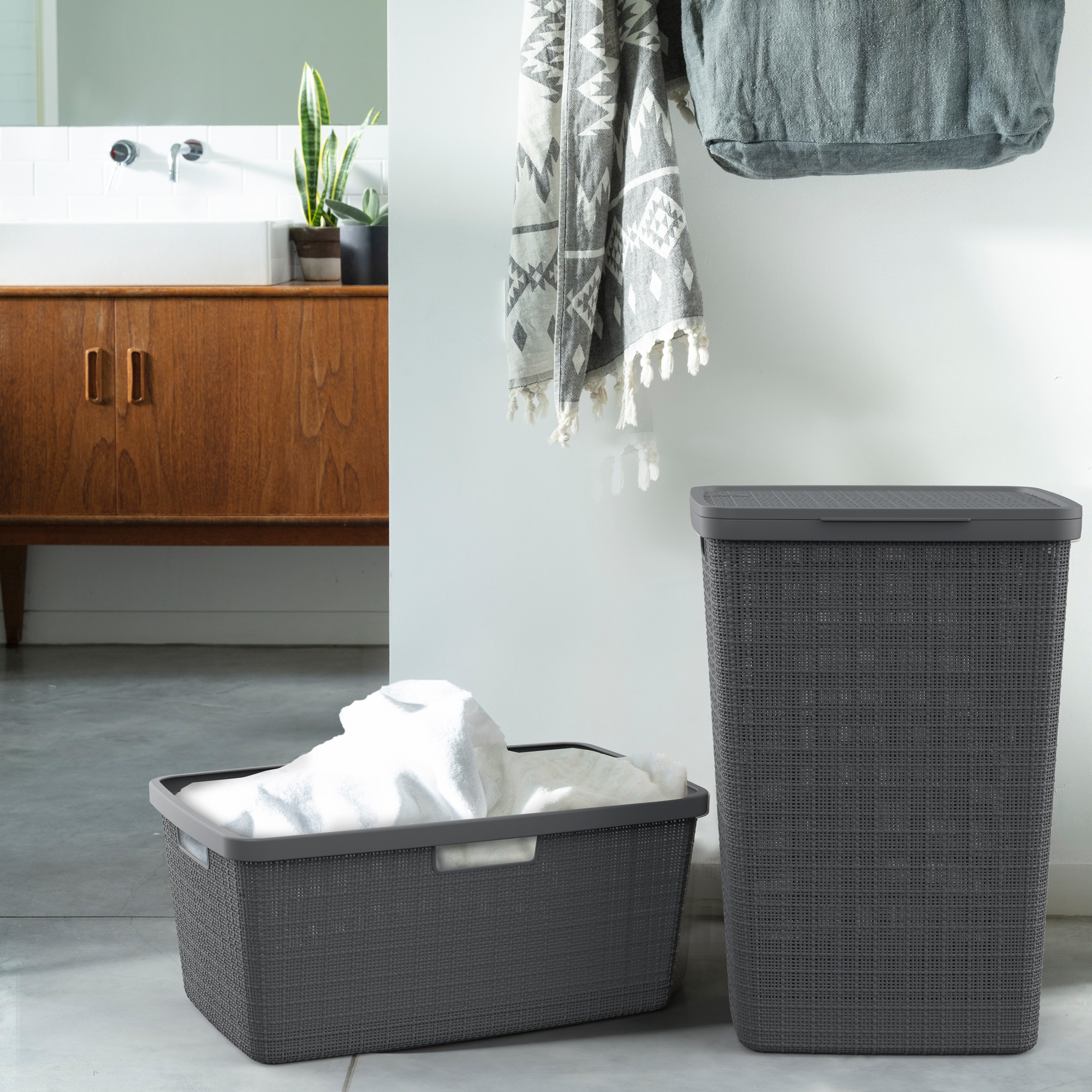 Cesta portabiancheria Jute grigia 58 l CURVER