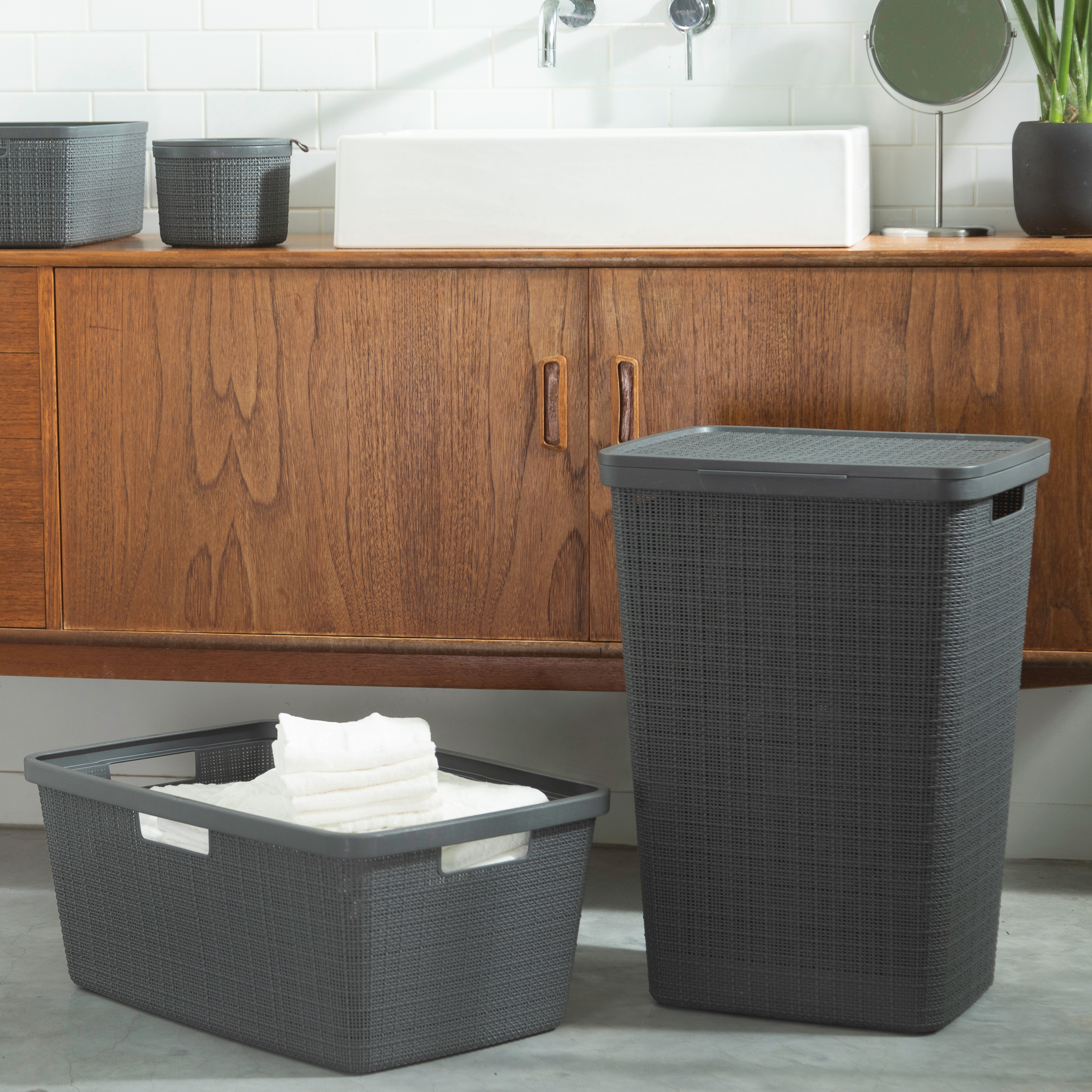 Cesta portabiancheria Jute grigia 58 l CURVER