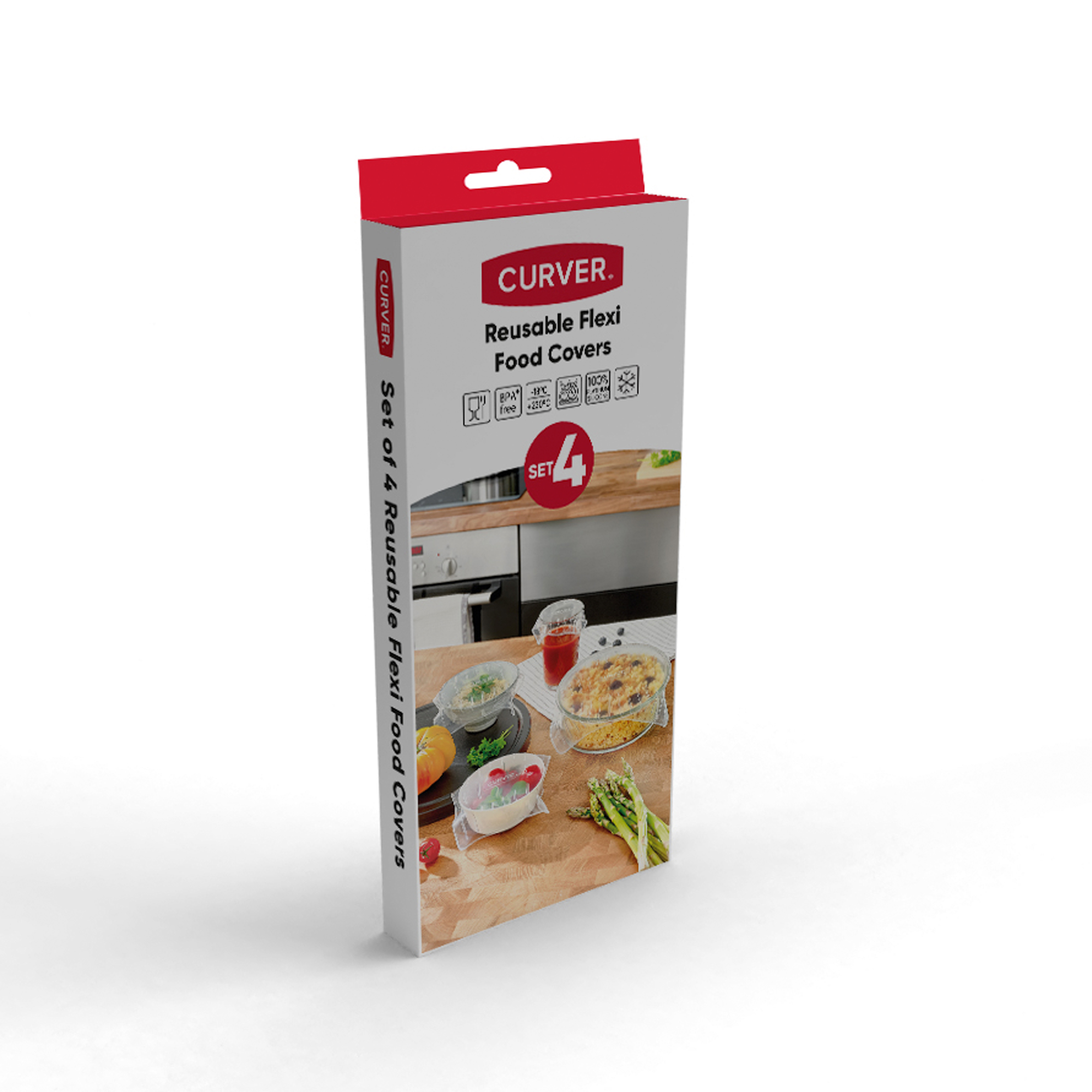 Zestaw 4 pokrywek silikonowych kwadratowych CURVER