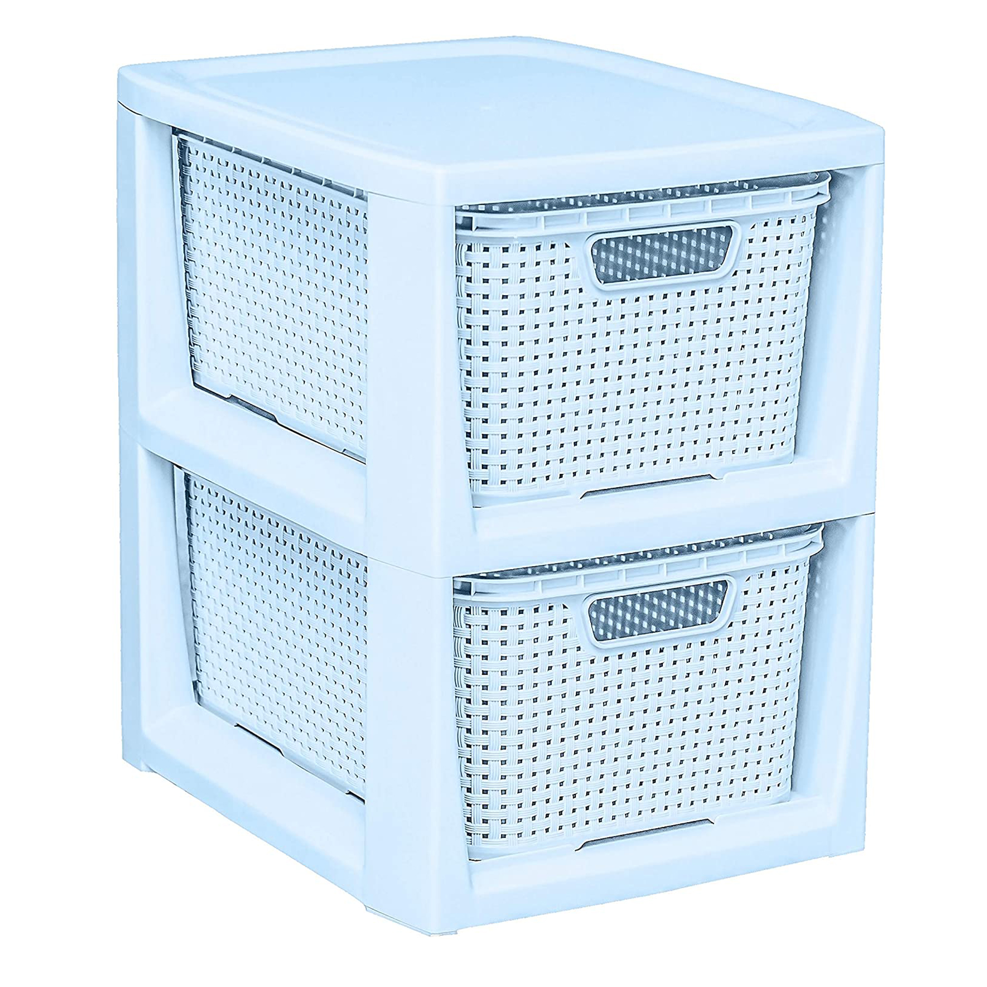 Regál se 2 šuplíky Rattan Blue BRANQ