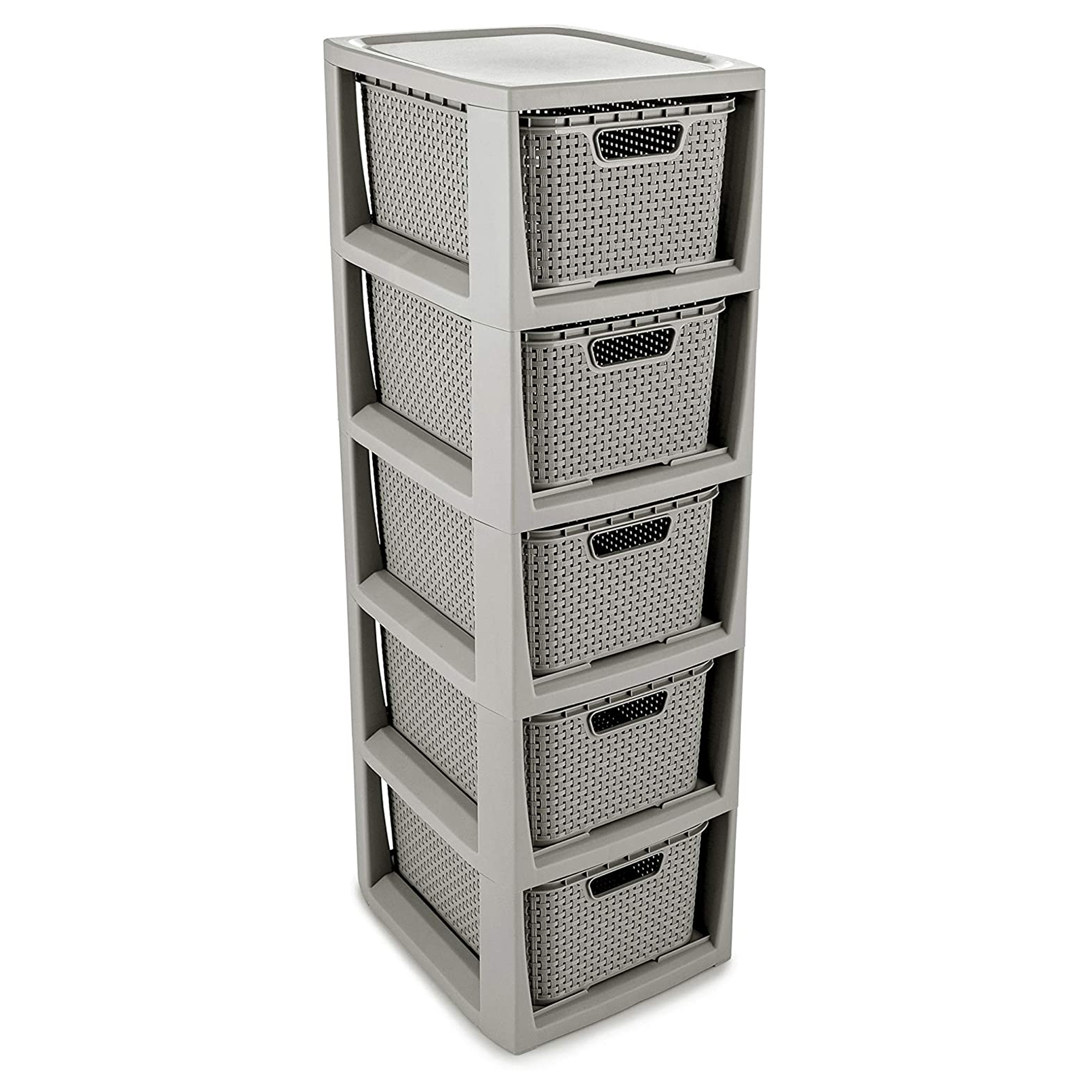 Šedý regál s 5 šuplíky Rattan BRANQ