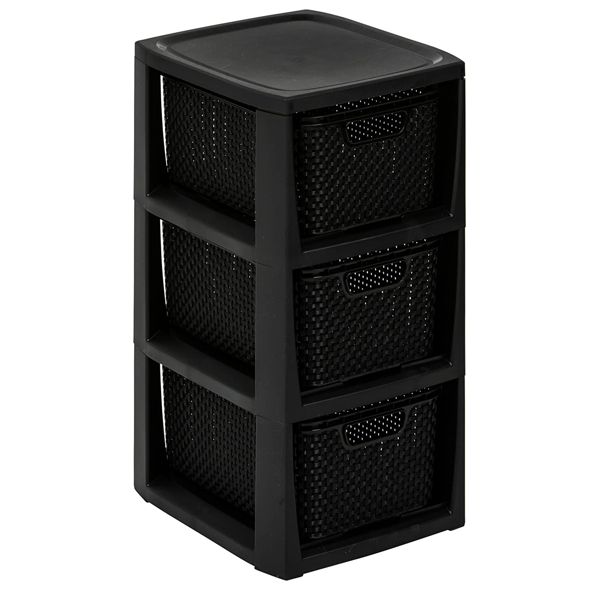 Regał z 3 koszykami Rattan czarny BRANQ