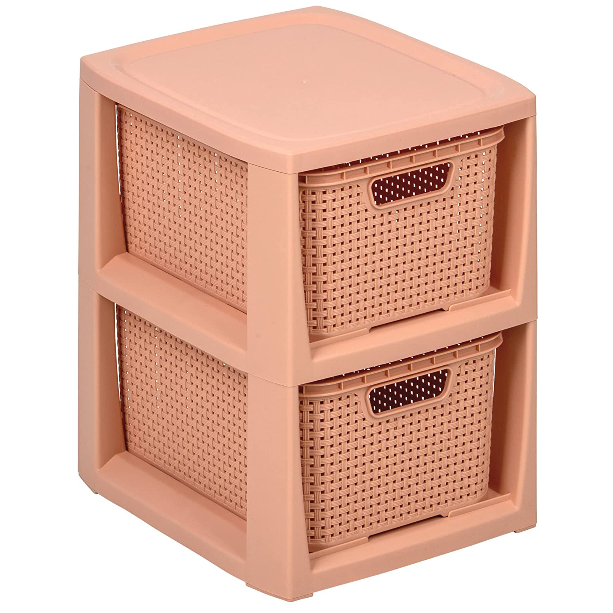 Regal mit 2 Körbe Rattan lachsfarbe BRANQ