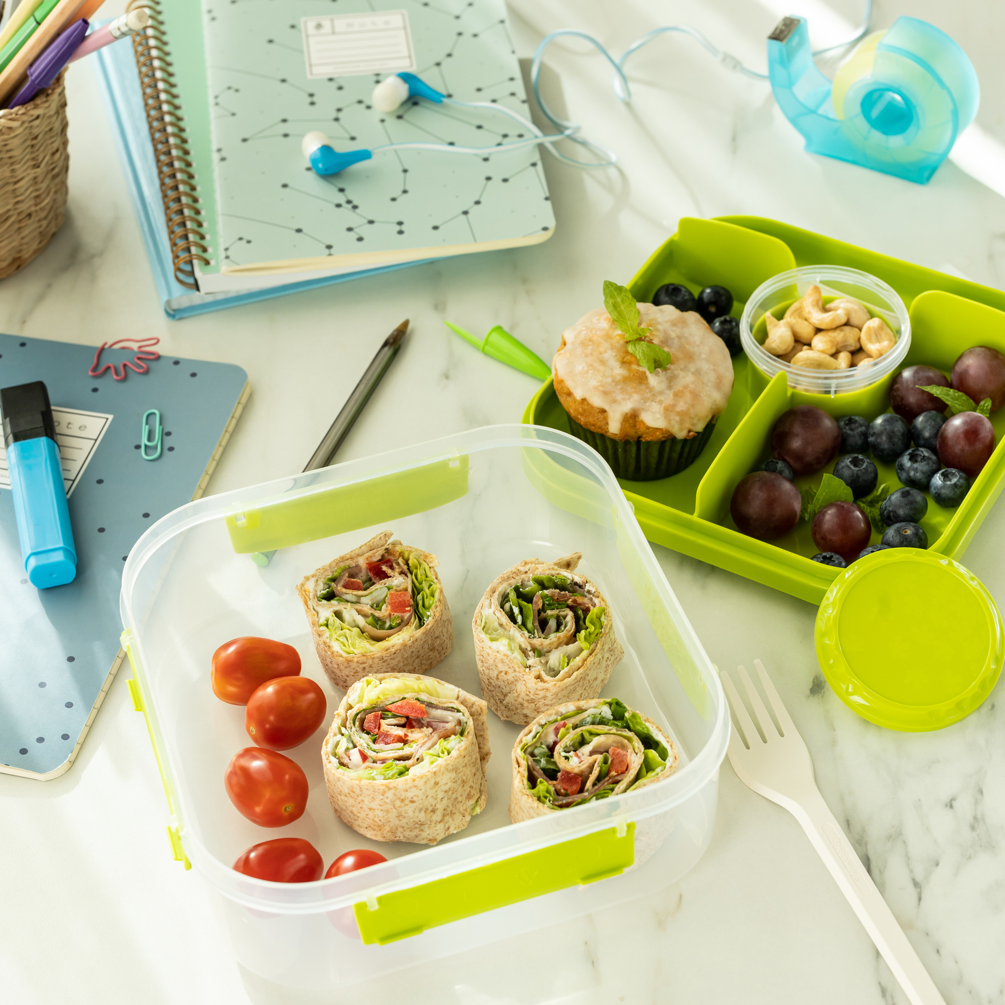 Zelený lunchbox s přihrádkami Lido 1,6 l BRANQ