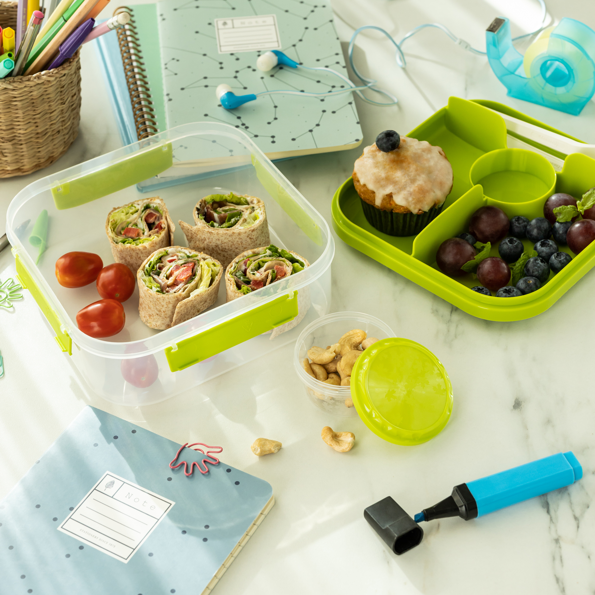 Zelený lunchbox s přihrádkami Lido 1,6 l BRANQ
