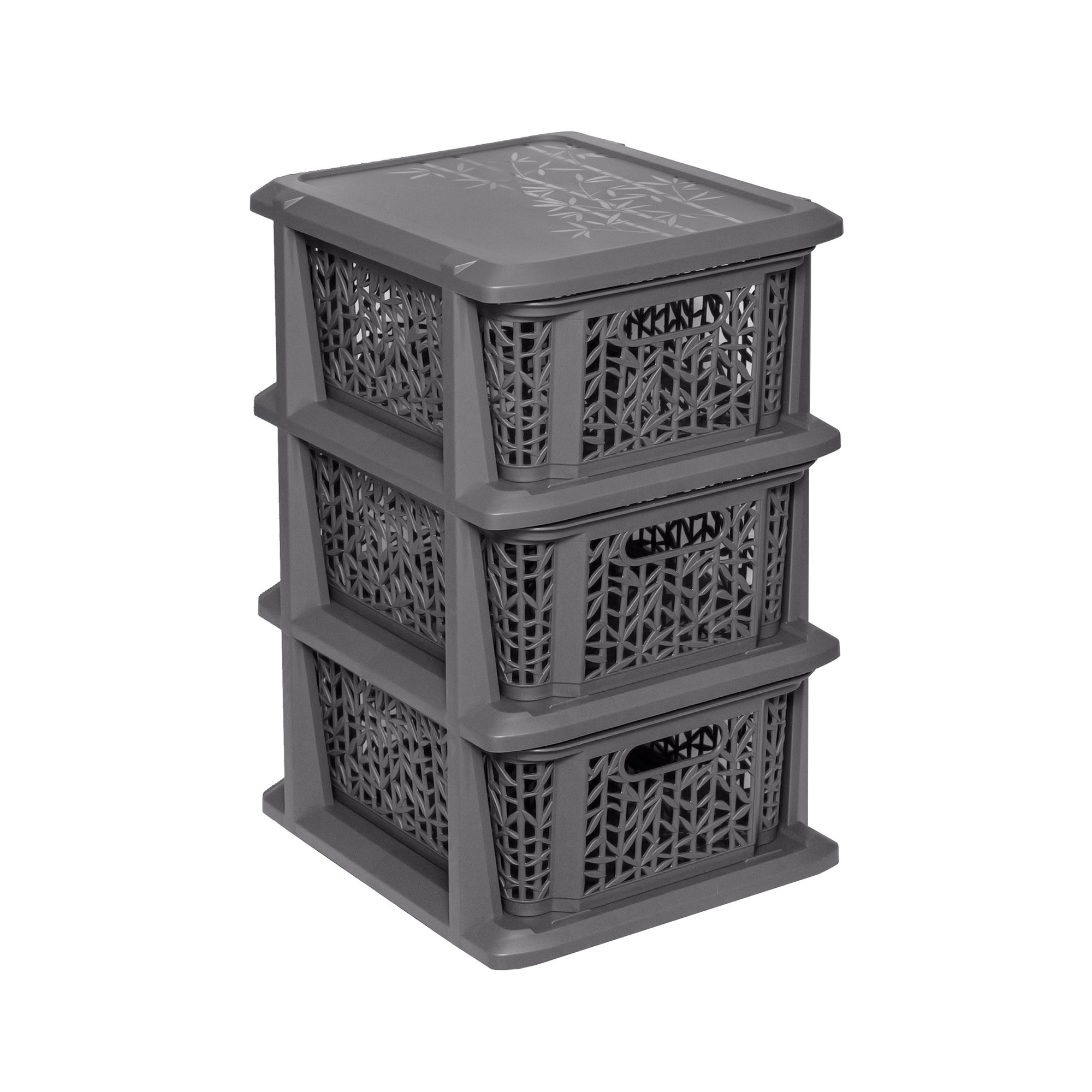Antracitový plastový regál s 3 šuplíky Bamboo BRANQ