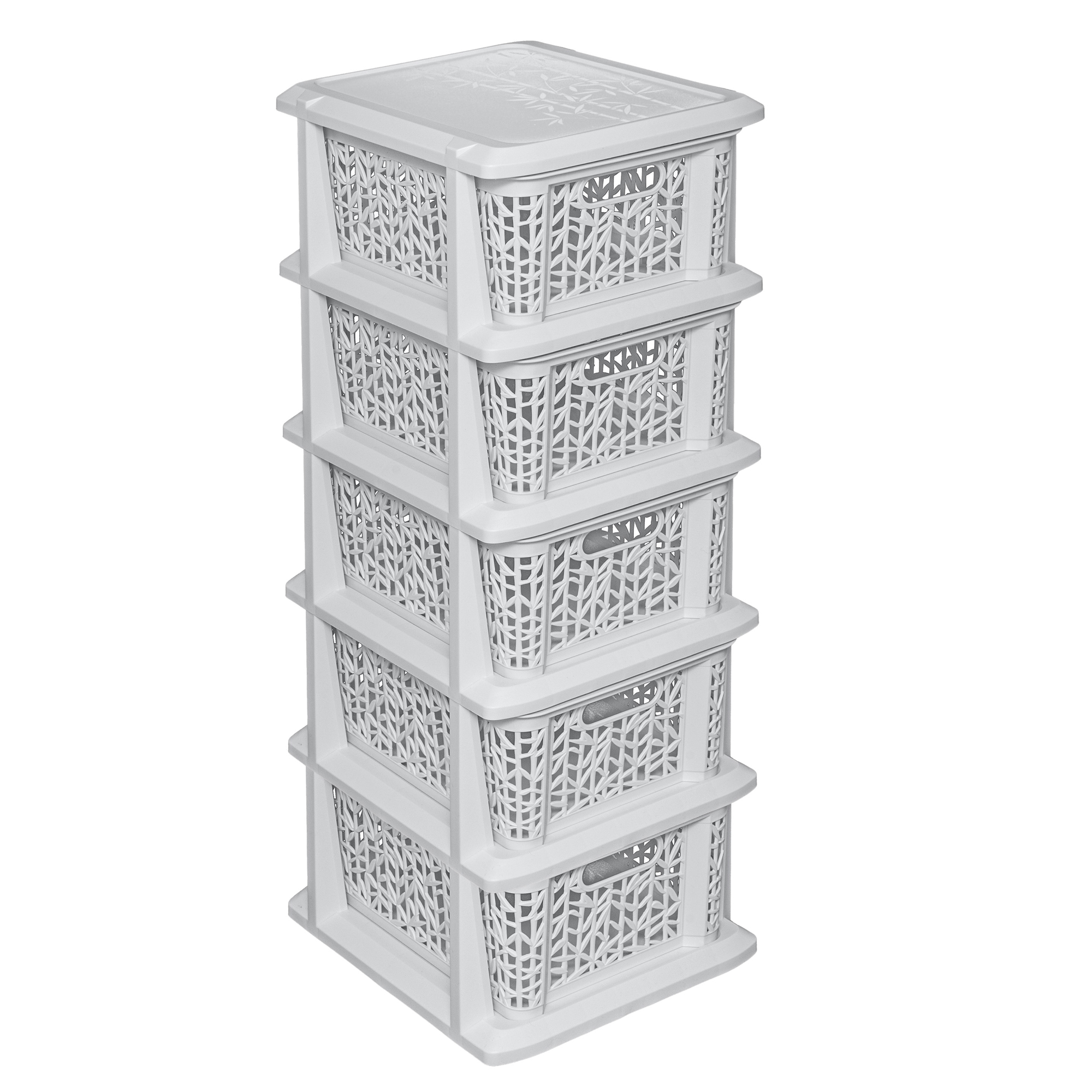 Regal mit 5 Körben Bamboo Altweiß BRANQ