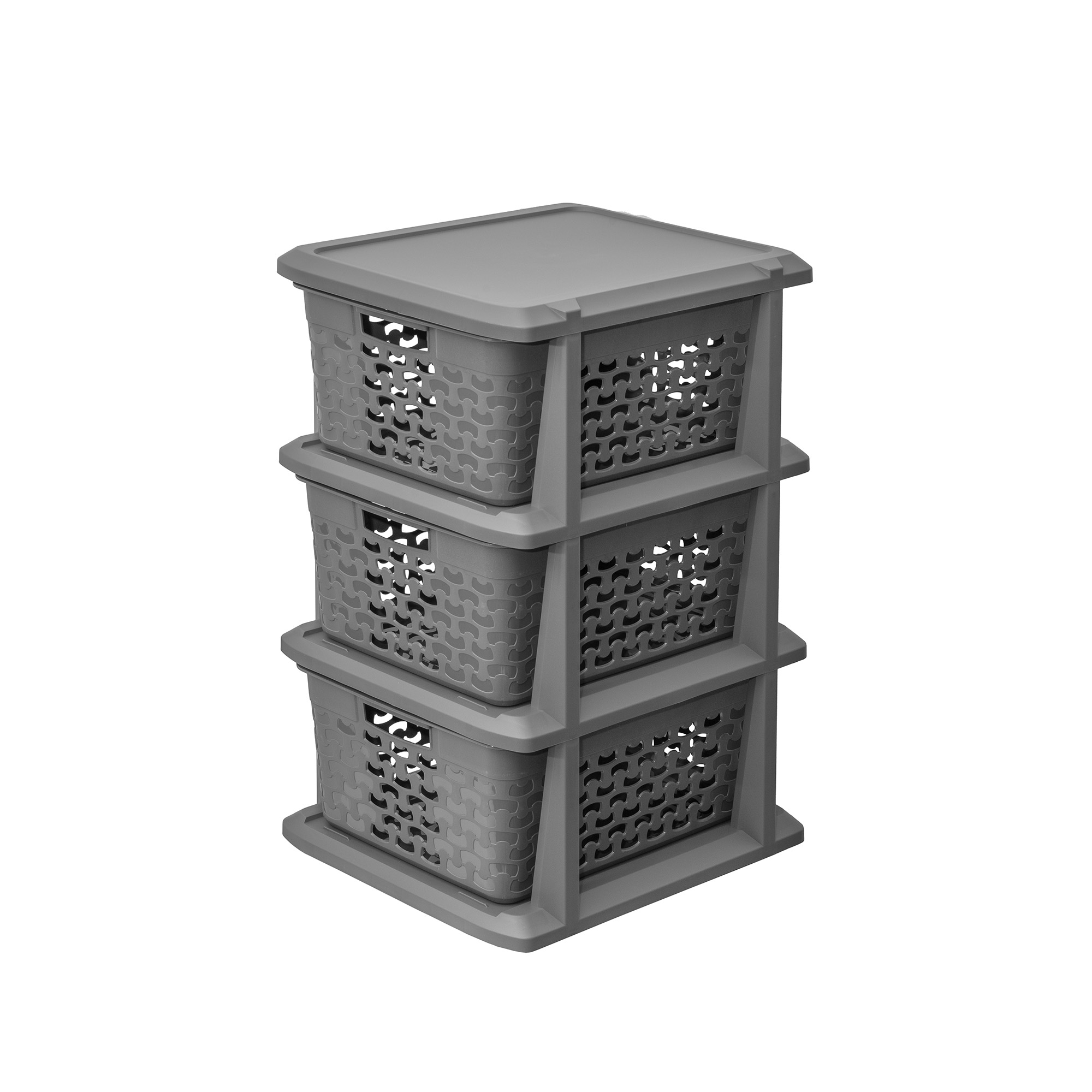 Šedý plastový regál se 3 šuplíky Cotton BRANQ