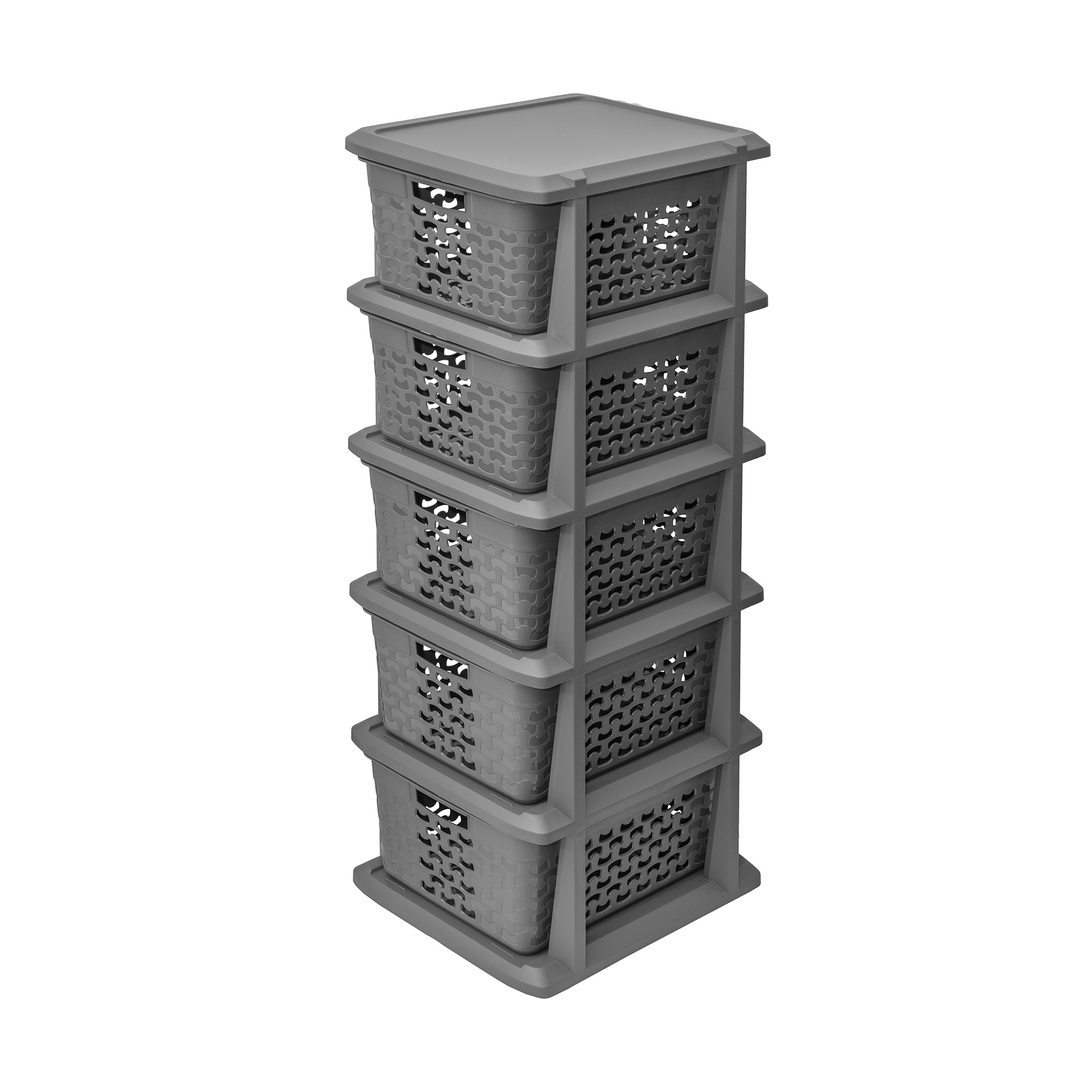 Šedý plastový regál s 5 šuplíkmi Cotton BRANQ