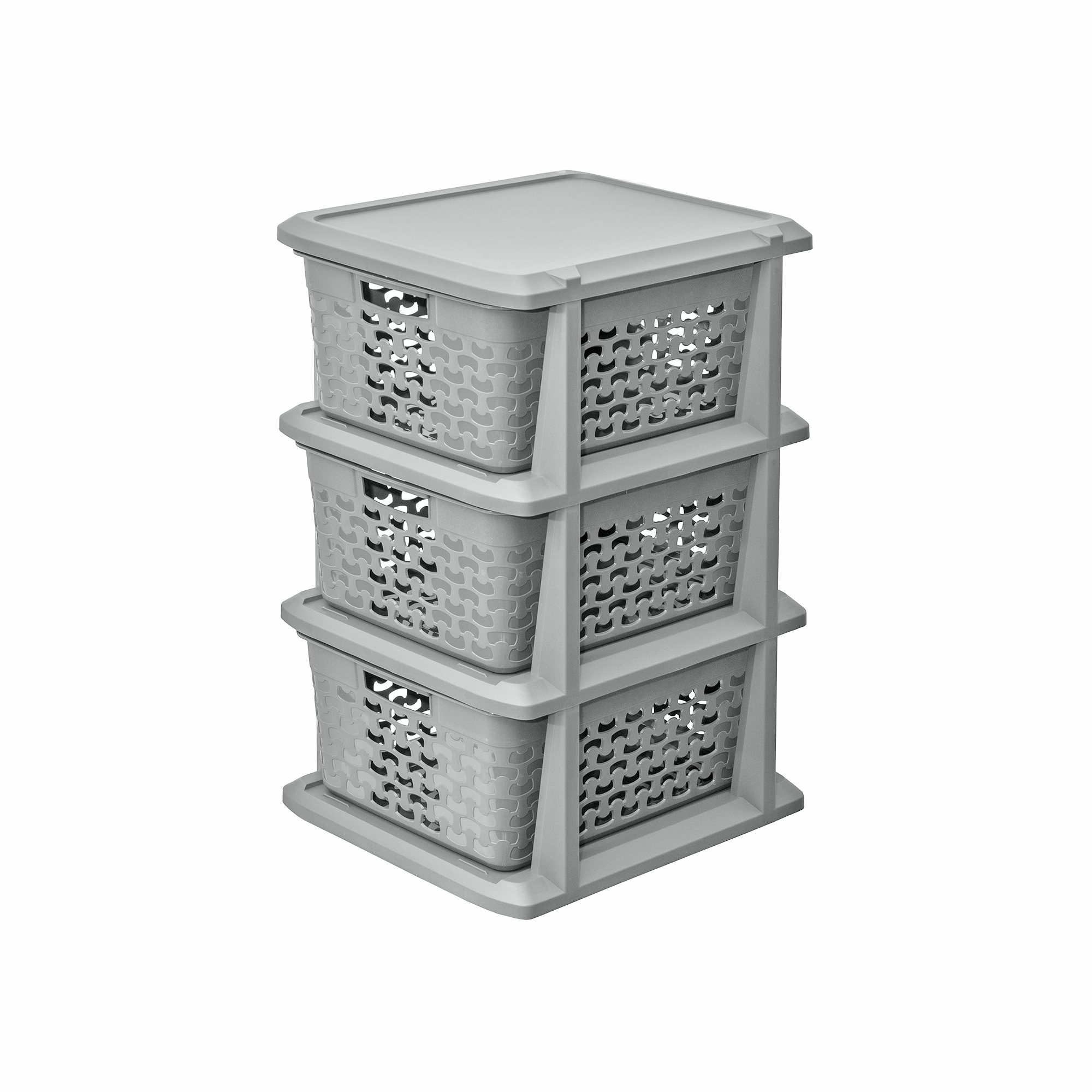 Světle šedý plastový regál se 3 šuplíky Cotton BRANQ