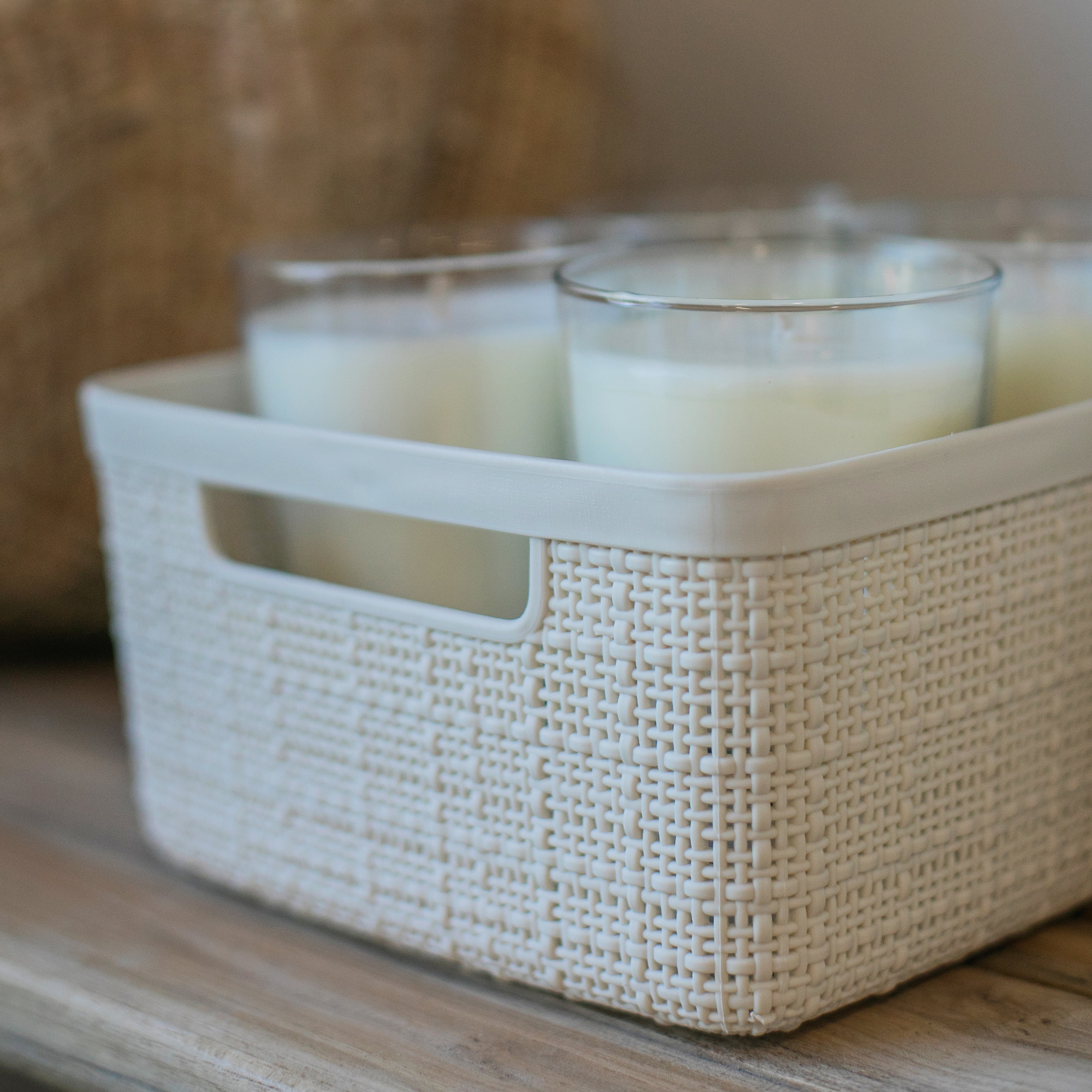Obdélníkový košík Jute Cream 20 x 27 x 11 cm CURVER