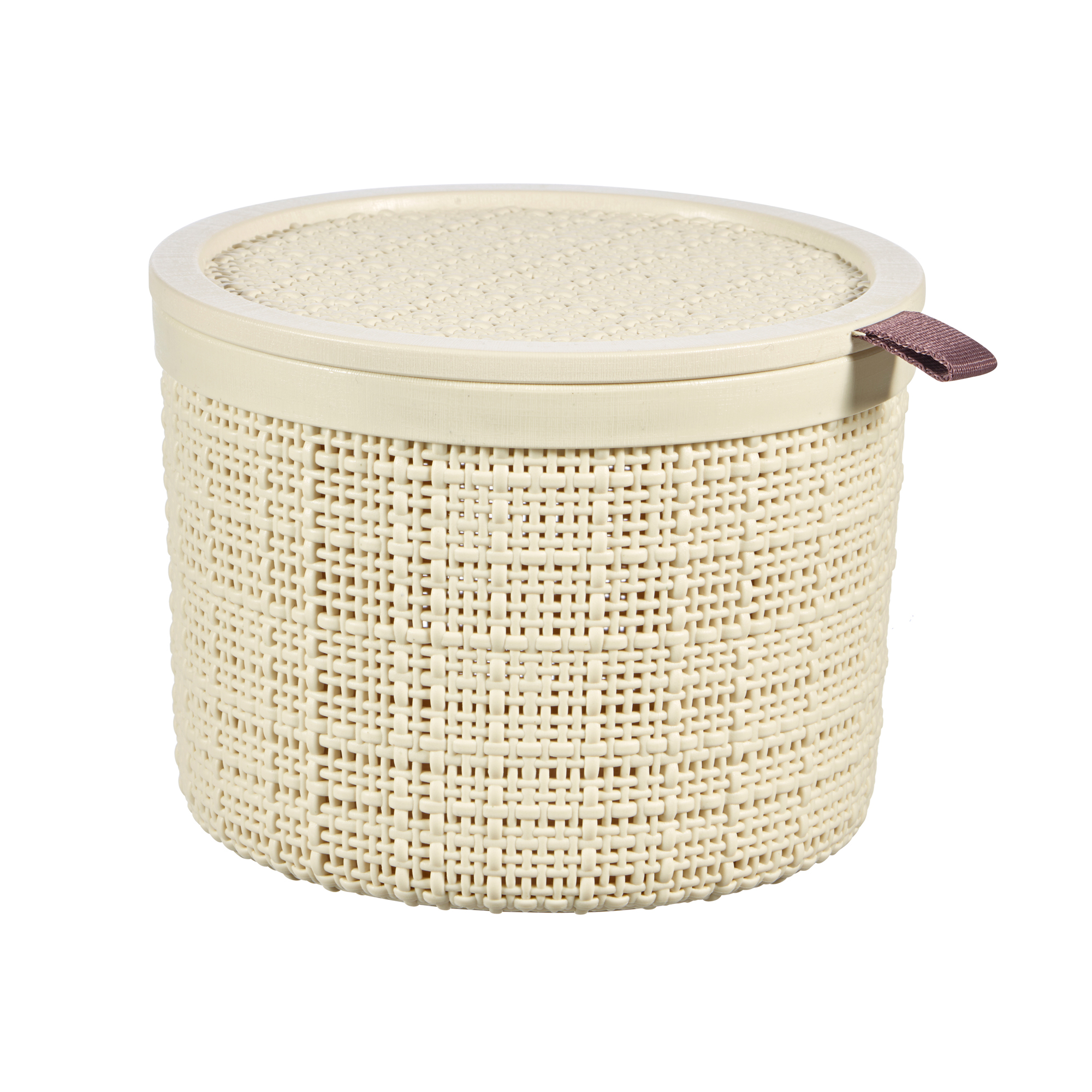 Kulatý košík s víkem Jute Cream 17 x 13 cm CURVER
