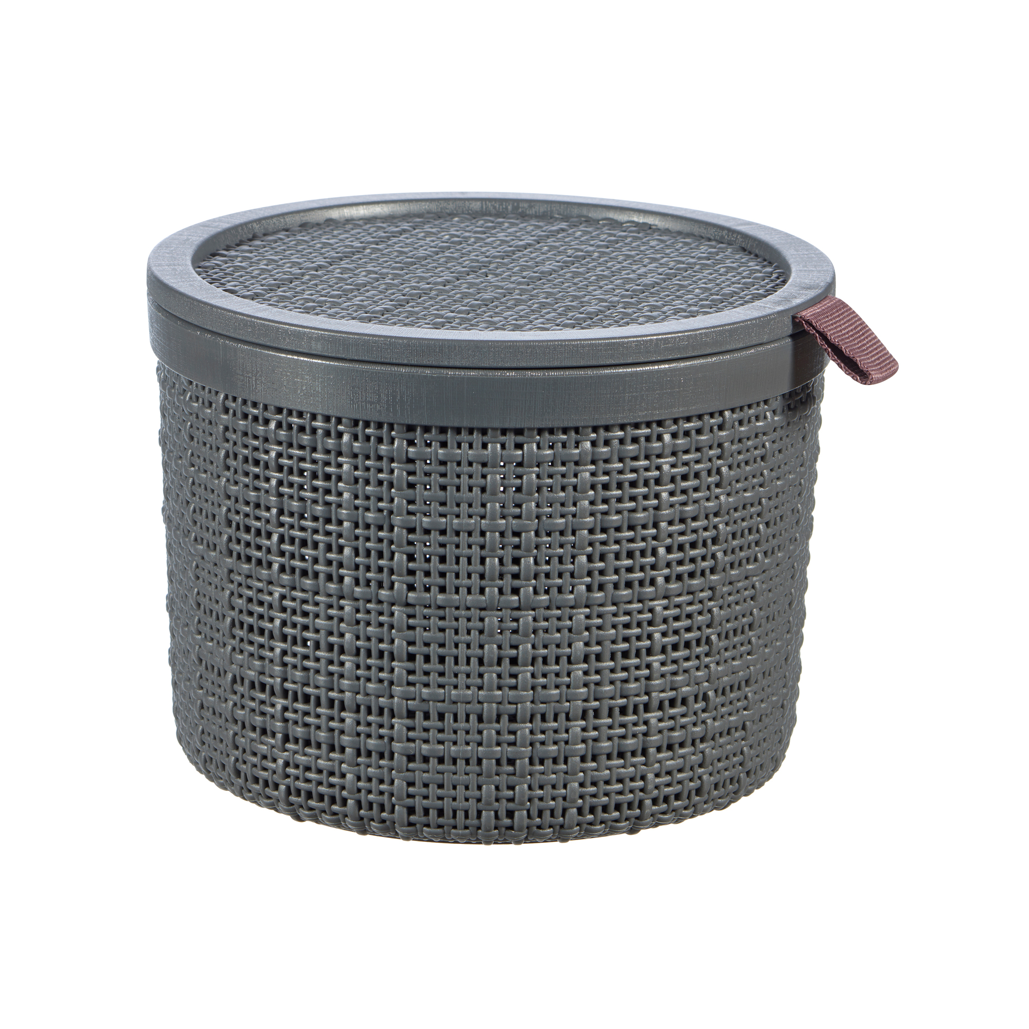 Kulatý košík s víkem Jute Gray 17 x 13 cm CURVER