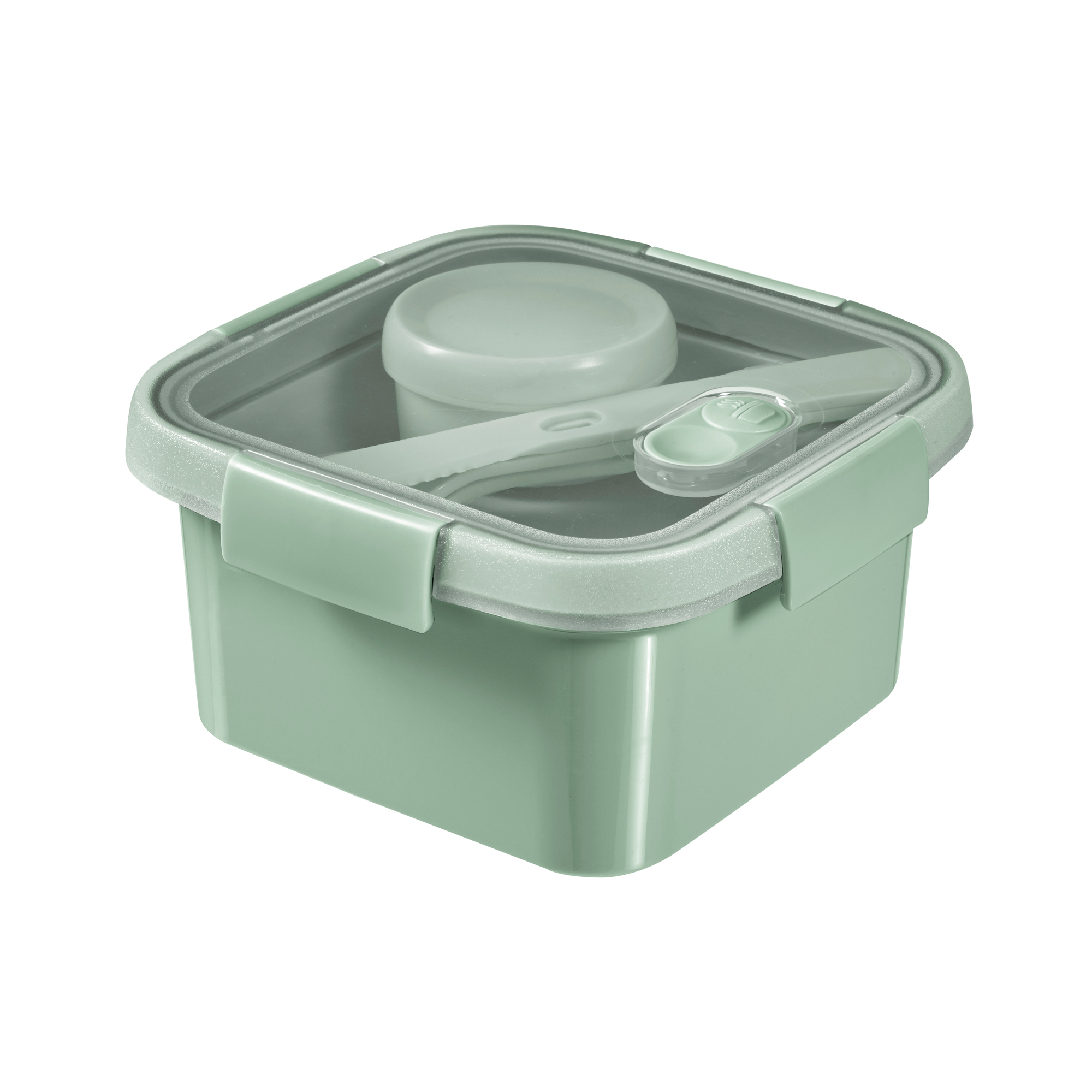 Štvorcová nádobka s príbormi LUNCH KIT Smart To Go Eco Line 1,1 l CURVER