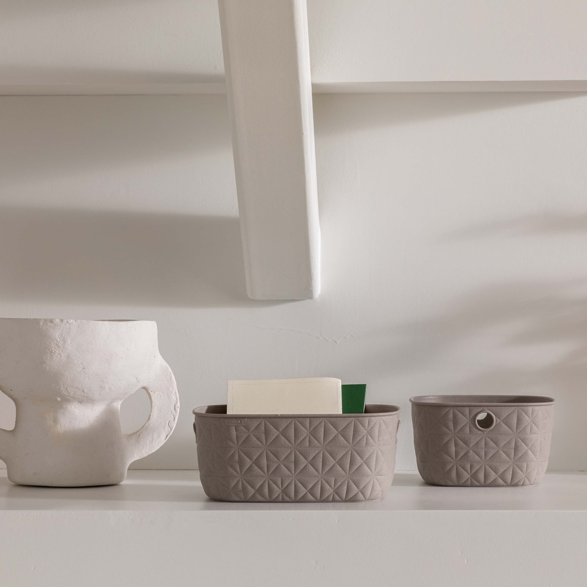 Béžový úložný košík Softex XS 19,4 x 19,4 x 11,1 cm CURVER
