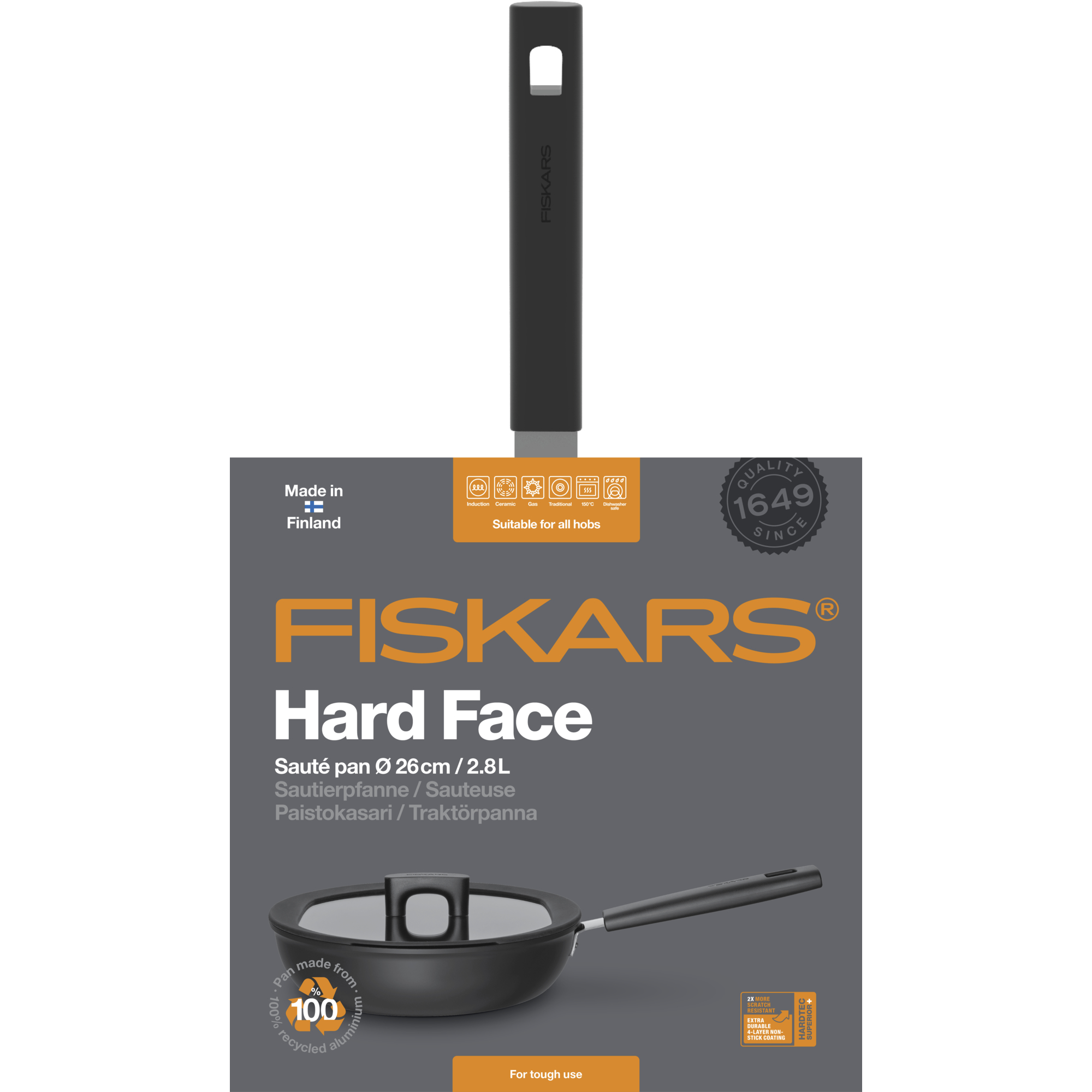 Hochrandpfanne mit Deckel 26 cm Hard Face FISKARS
