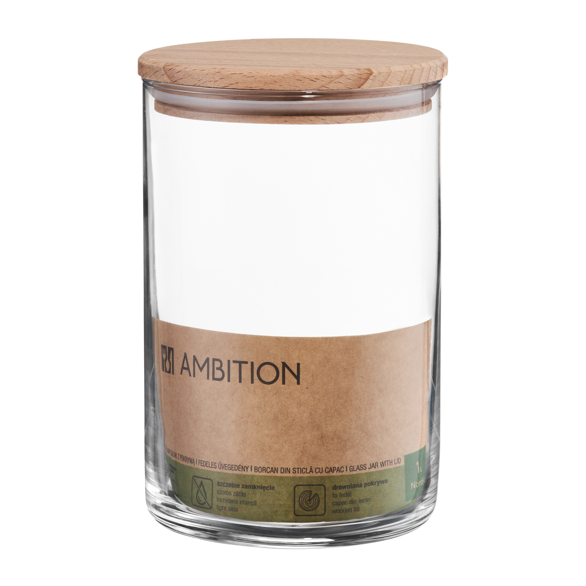 Kitchen storage glass jar with lid Nordic 1 l AMBITION