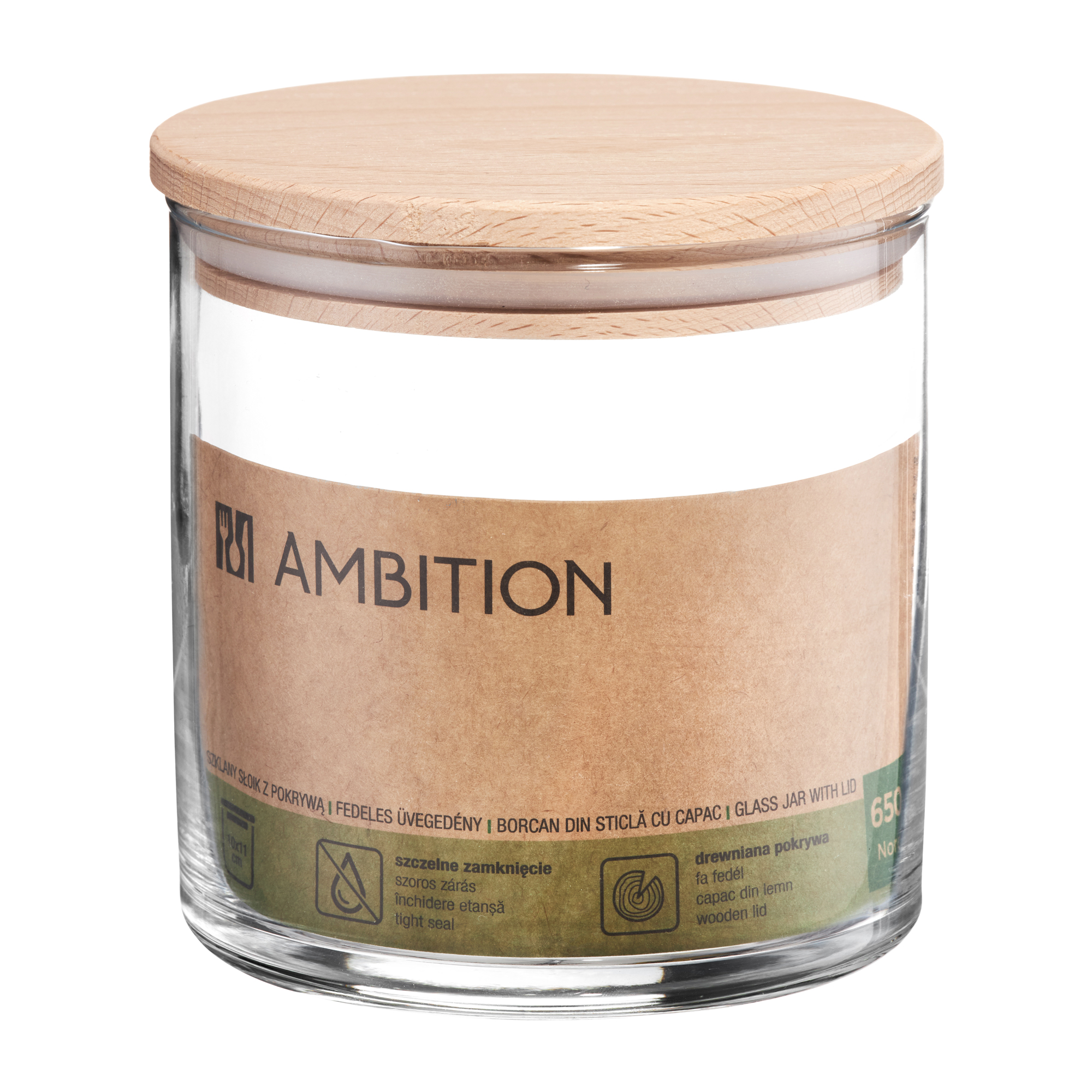 Kitchen storage glass jar with lid Nordic 650 ml AMBITION