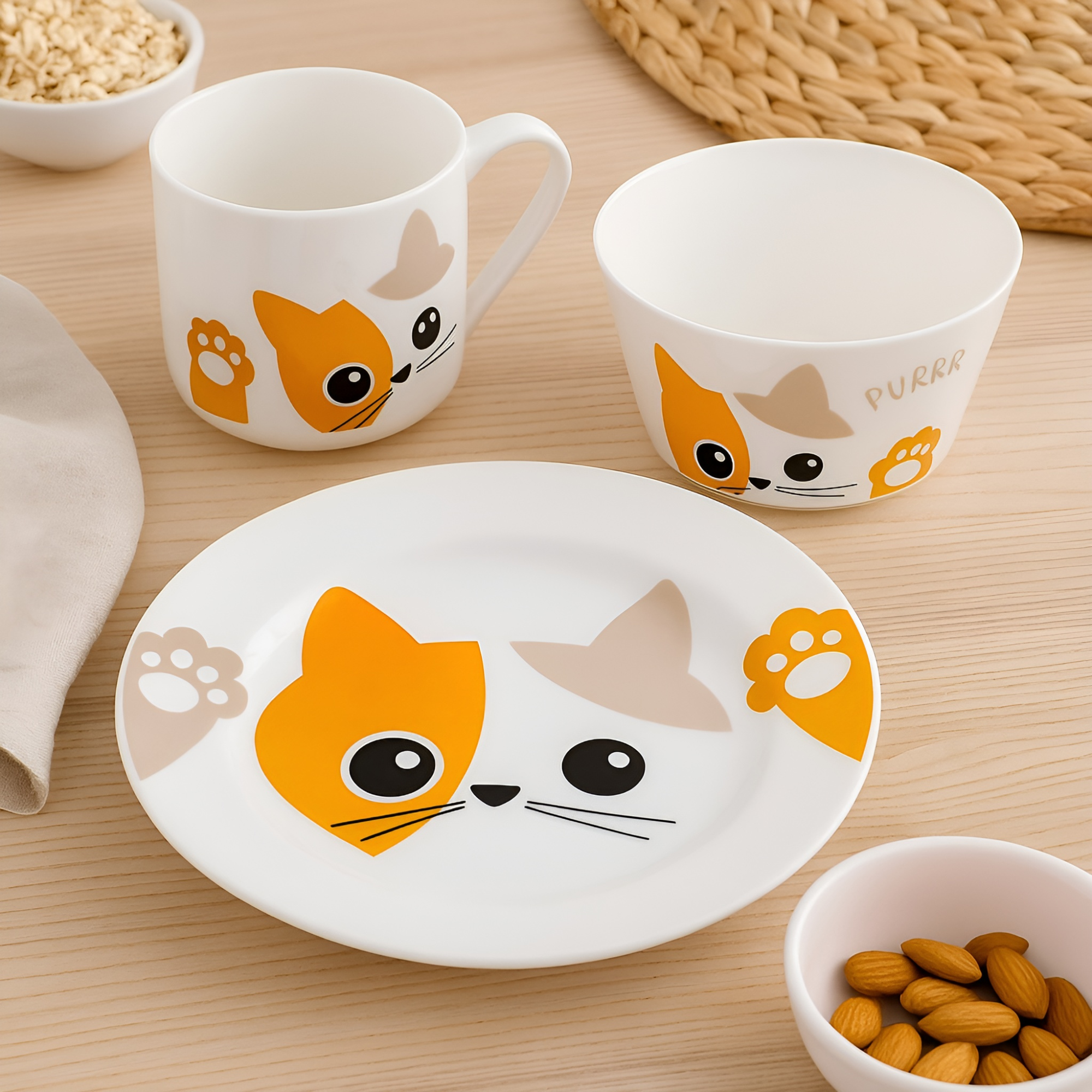 Porcelánová snídaňová sada Kitty Orange 4-díly AMBITION