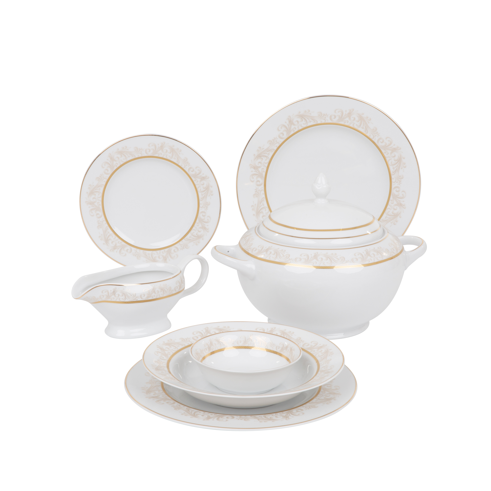 Jedálenská a kávová súprava pre 12 osôb Aurora Gold D-8159 124-dielna KAROLINA