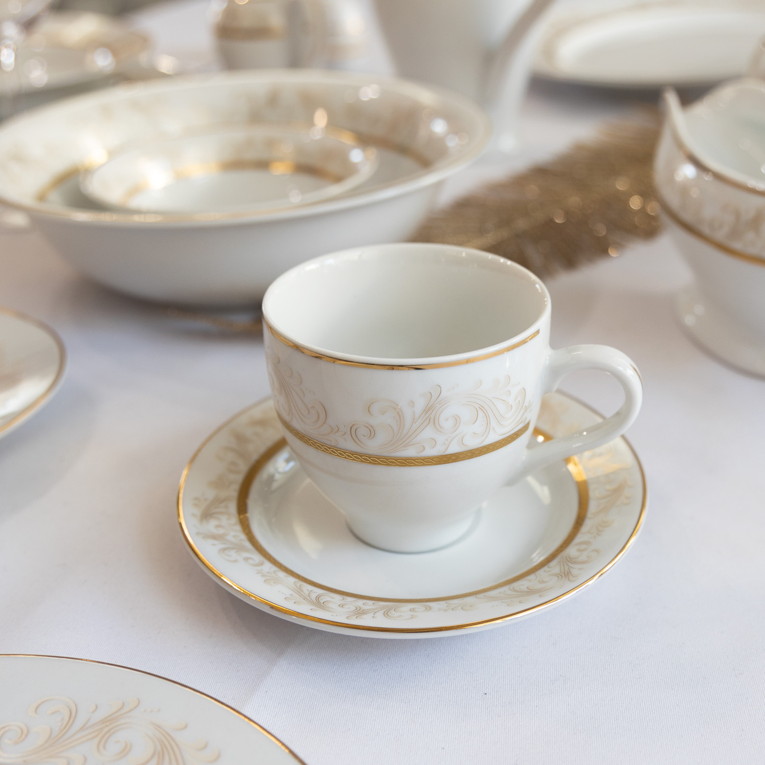 Jedálenská a kávová súprava pre 12 osôb Aurora Gold D-8159 124-dielna KAROLINA