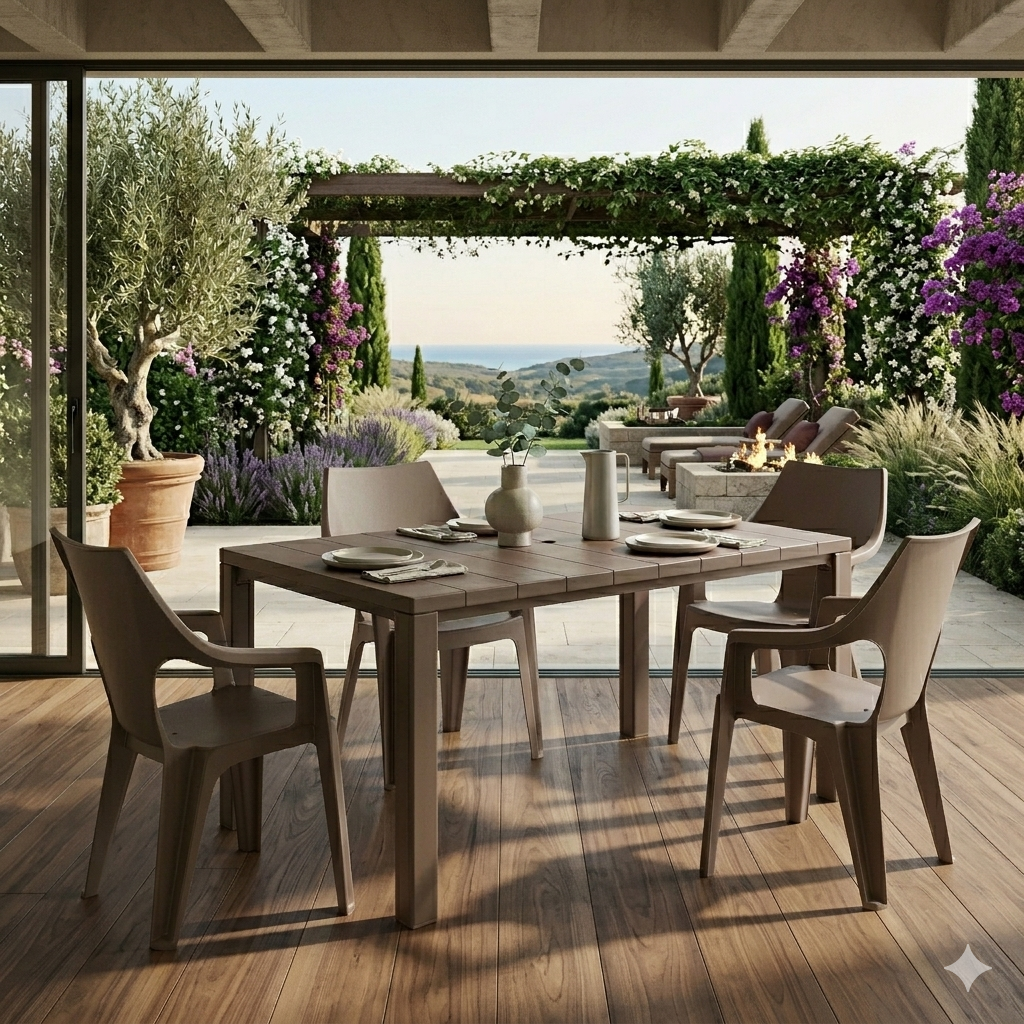 Krzesło ogrodowe z wysokim oparciem Dante cappuccino KETER