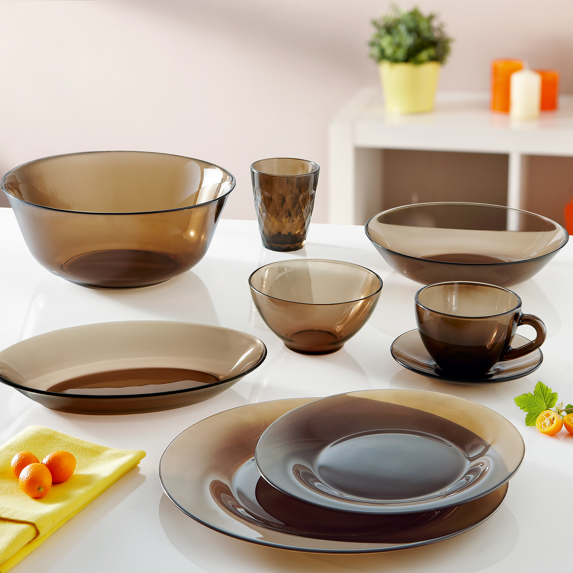 Dinner set Smoked Ambiante 19 pcs LUMINARC (bowl 24 cm)