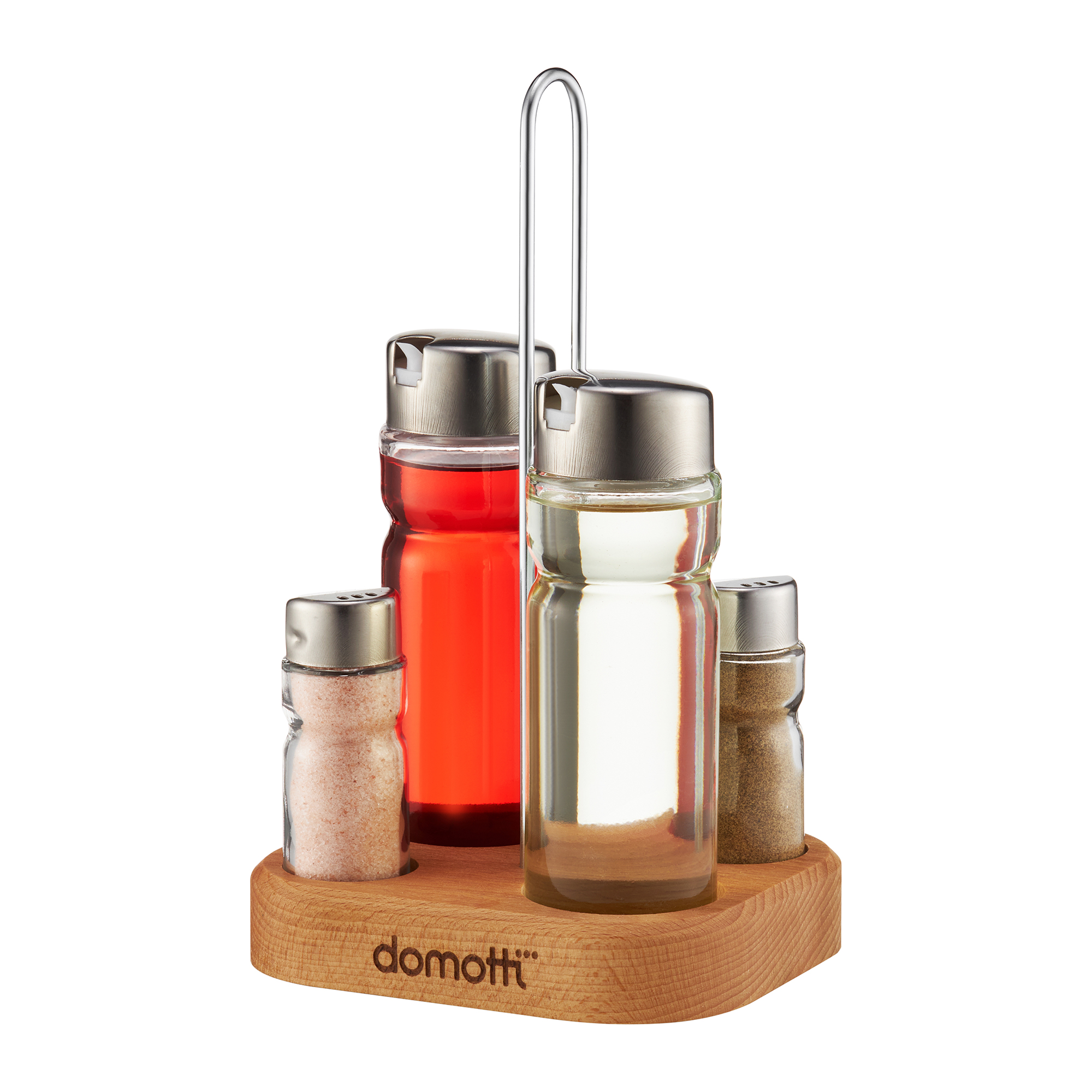 Zestaw przyprawników okrągłych Temis 5-elementowy srebrny DOMOTTI