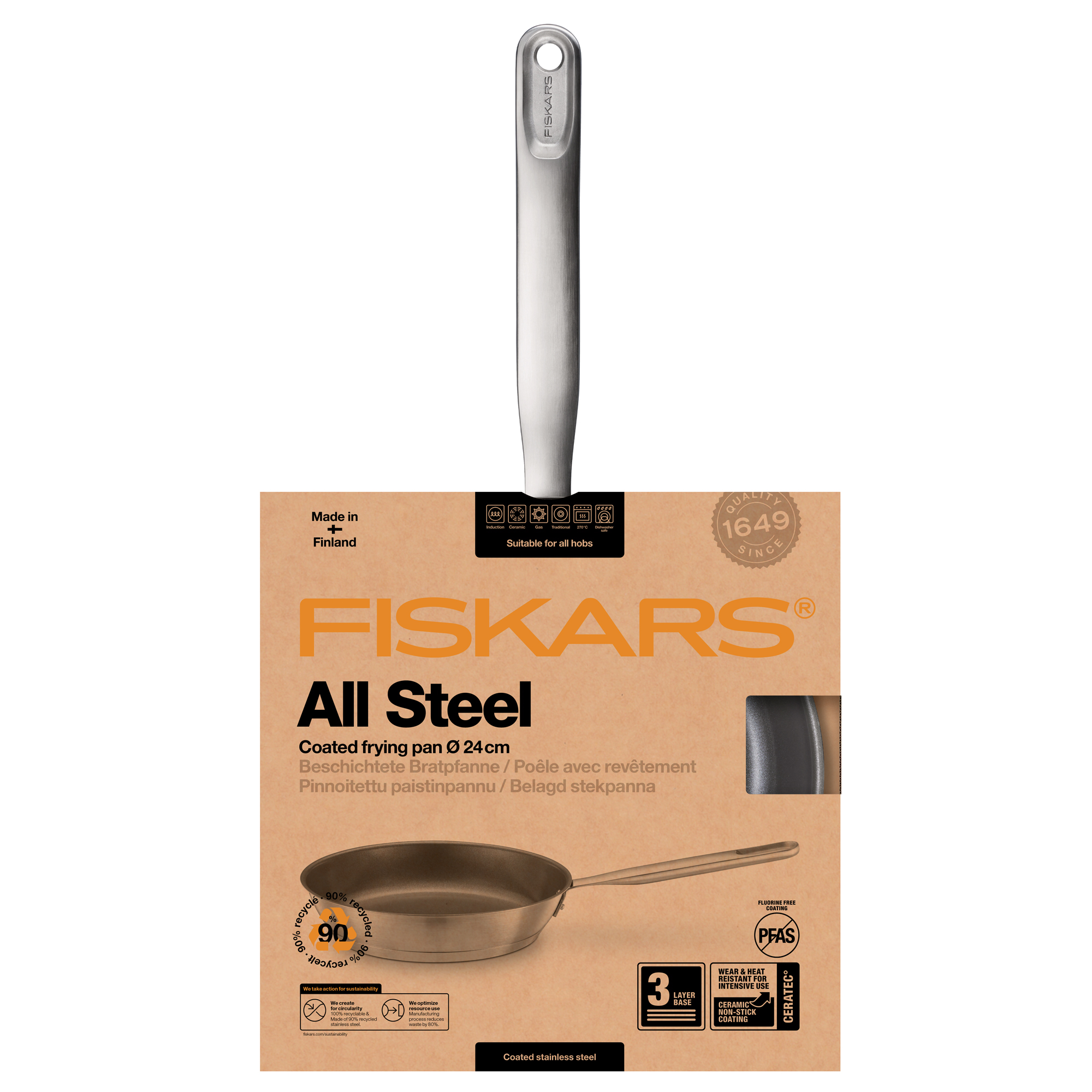 Ocelová pánev s povlakem Ceratec™ All Steel 24 cm FISKARS